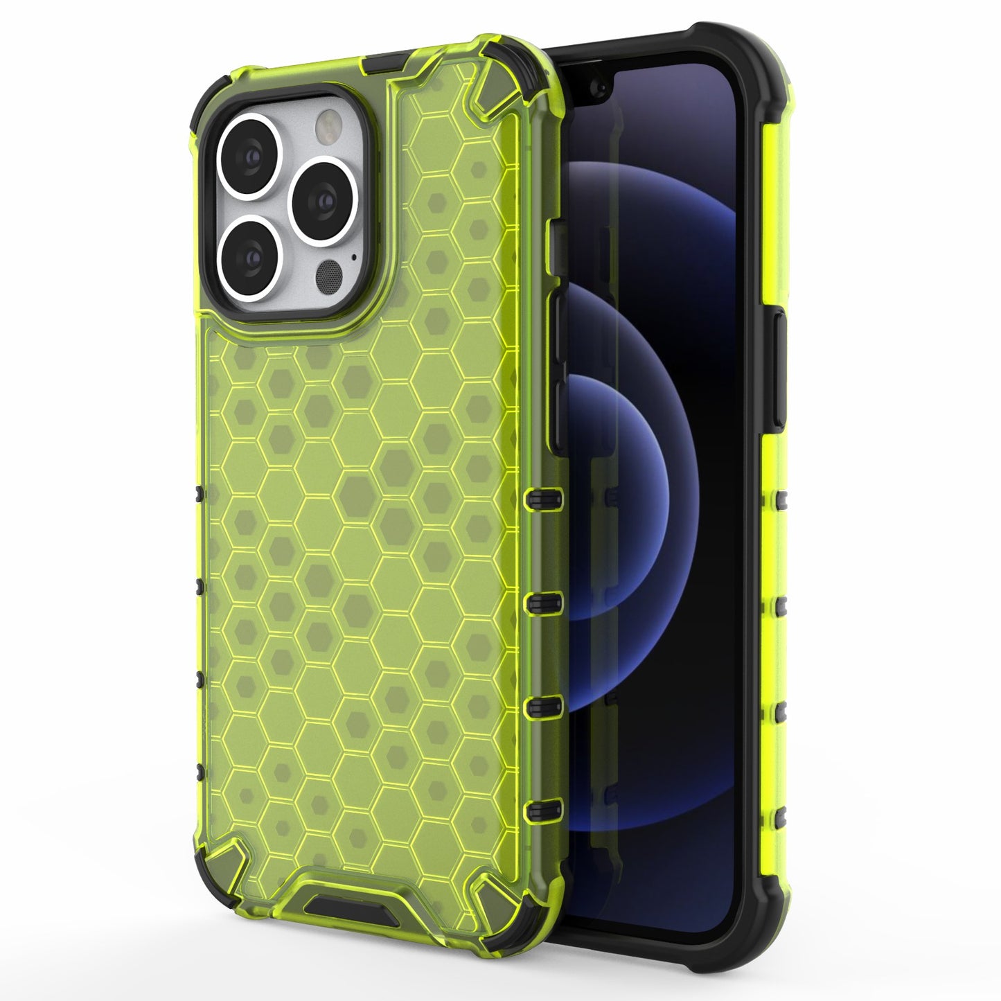 TPU + PC Hybrid Case Phone Cover with Honeycomb Pattern for iPhone 13 Pro 6.1 inch