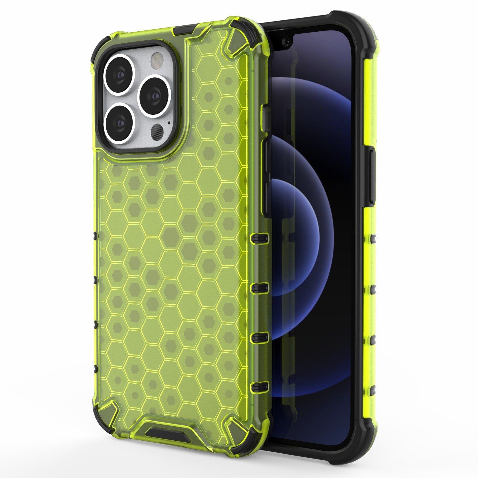 TPU + PC Hybrid Case Phone Cover with Honeycomb Pattern for iPhone 13 Pro 6.1 inch