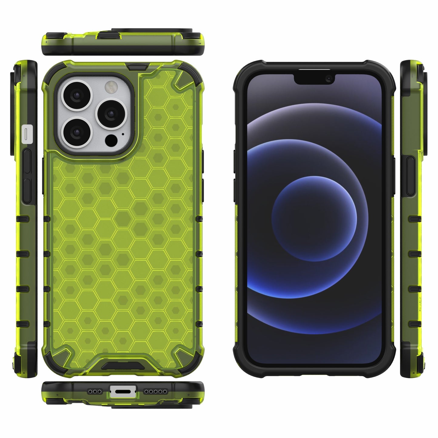 TPU + PC Hybrid Case Phone Cover with Honeycomb Pattern for iPhone 13 Pro 6.1 inch