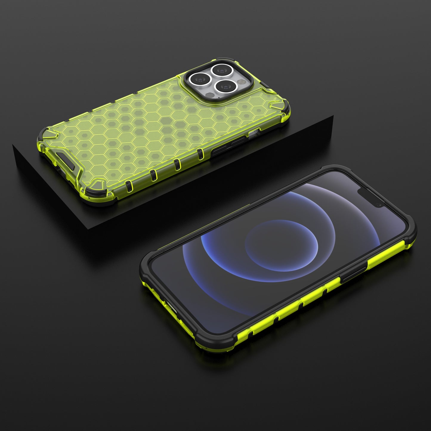 TPU + PC Hybrid Case Phone Cover with Honeycomb Pattern for iPhone 13 Pro 6.1 inch