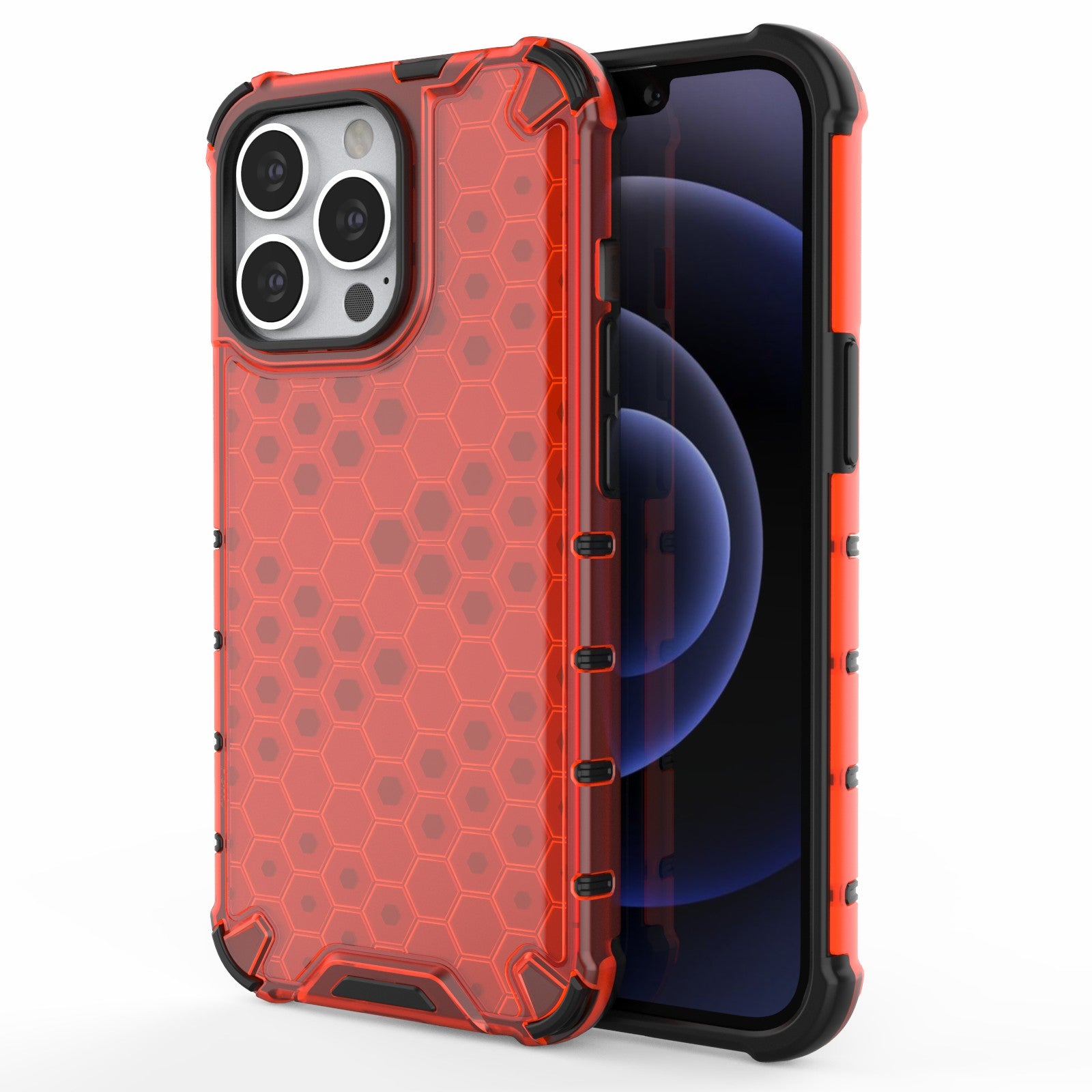 TPU + PC Hybrid Case Phone Cover with Honeycomb Pattern for iPhone 13 Pro 6.1 inch