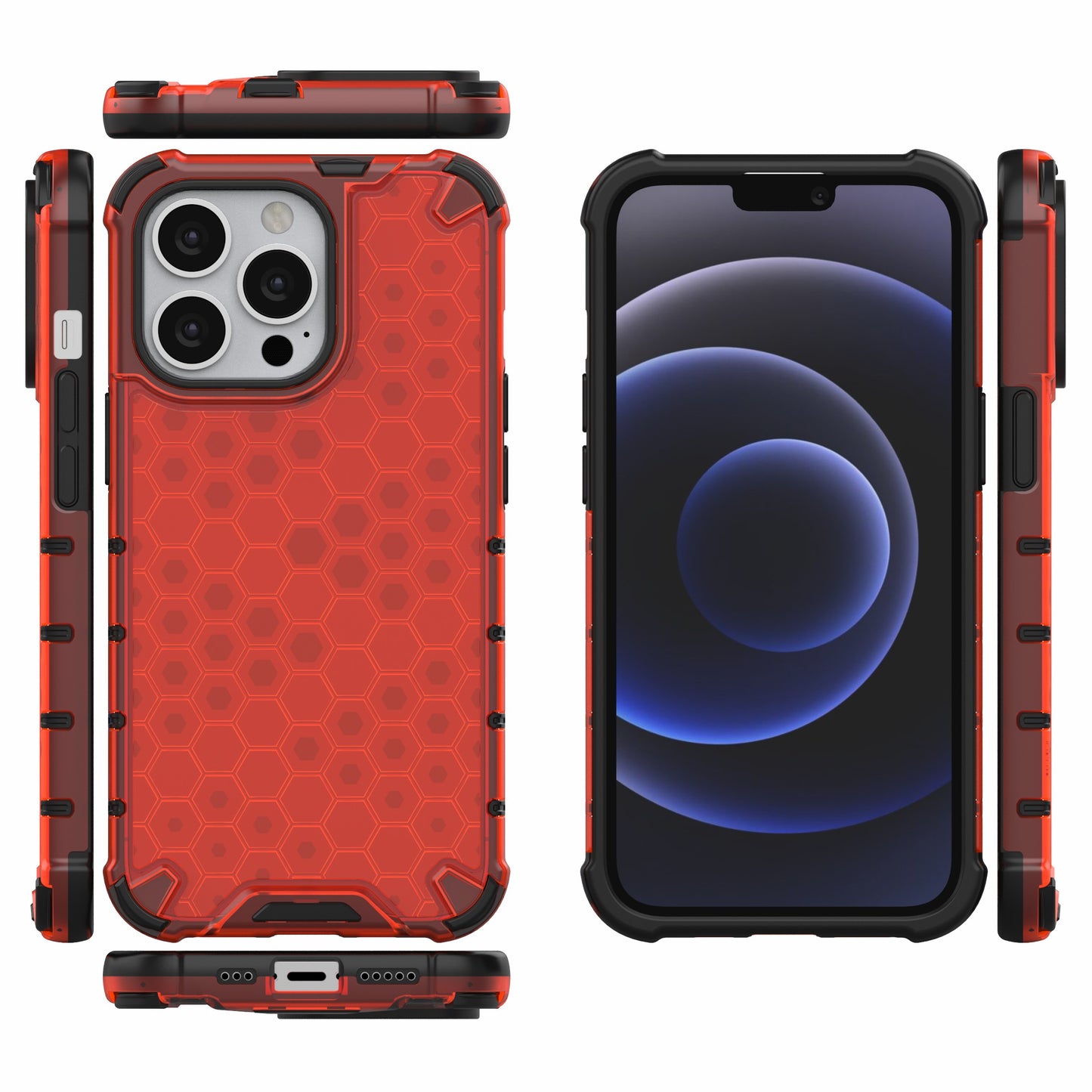 TPU + PC Hybrid Case Phone Cover with Honeycomb Pattern for iPhone 13 Pro 6.1 inch