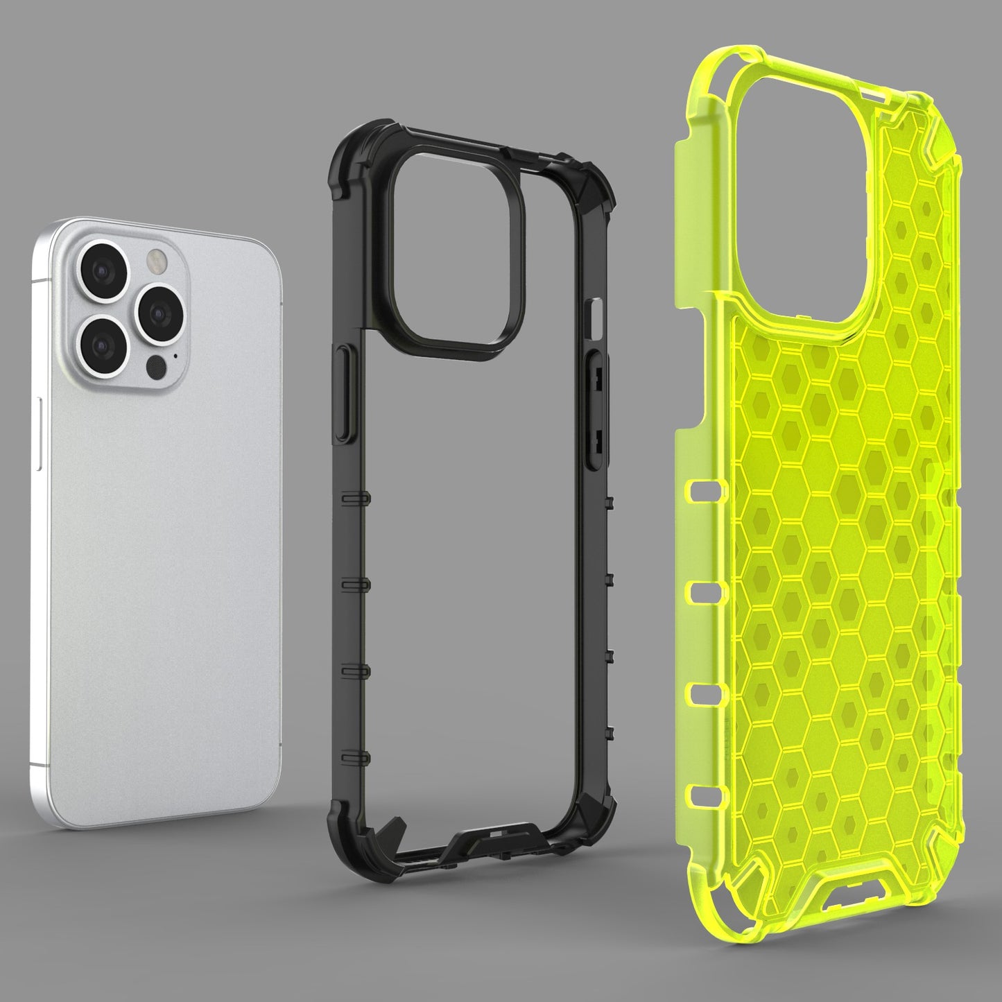 TPU + PC Hybrid Case Phone Cover with Honeycomb Pattern for iPhone 13 Pro 6.1 inch