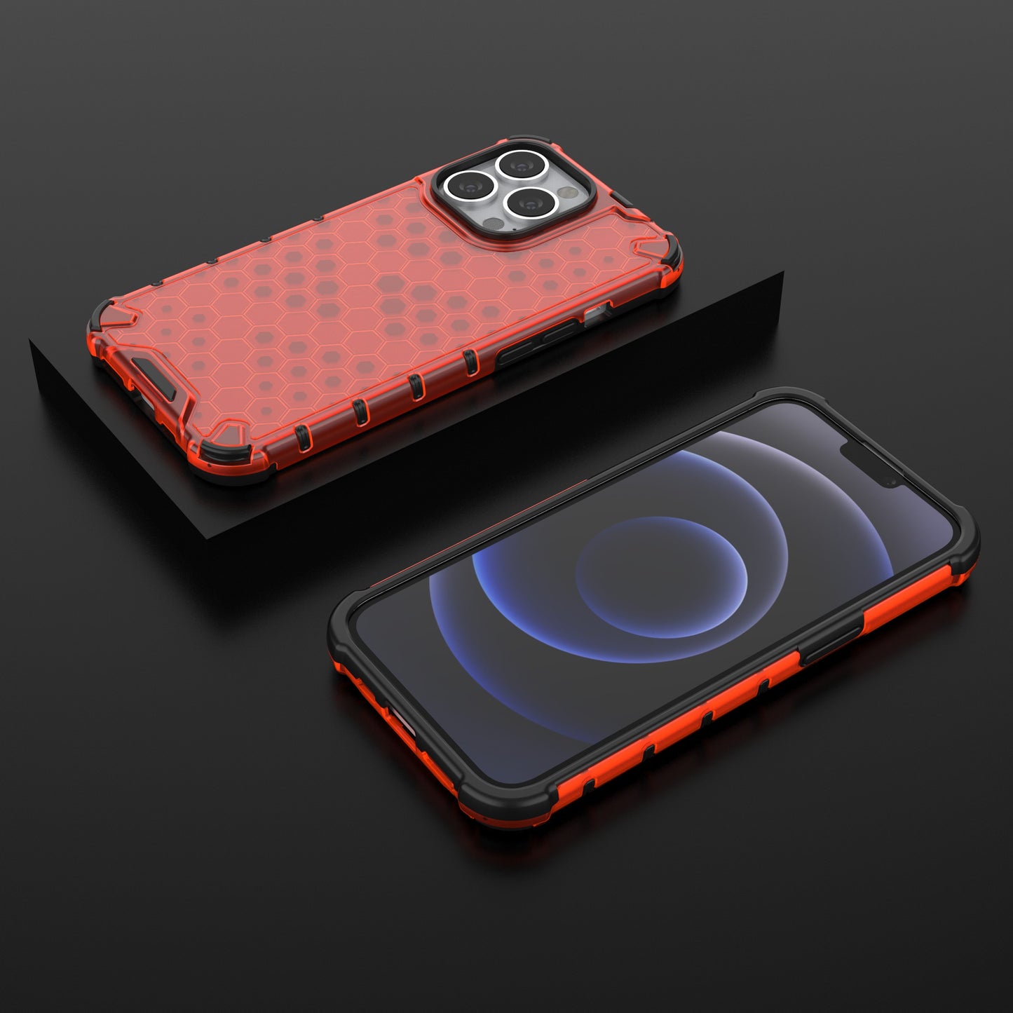TPU + PC Hybrid Case Phone Cover with Honeycomb Pattern for iPhone 13 Pro 6.1 inch