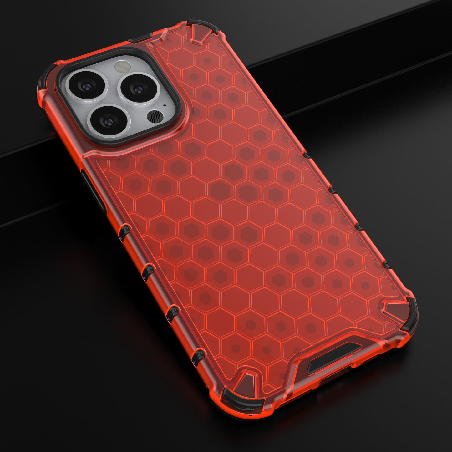 TPU + PC Hybrid Case Phone Cover with Honeycomb Pattern for iPhone 13 Pro 6.1 inch