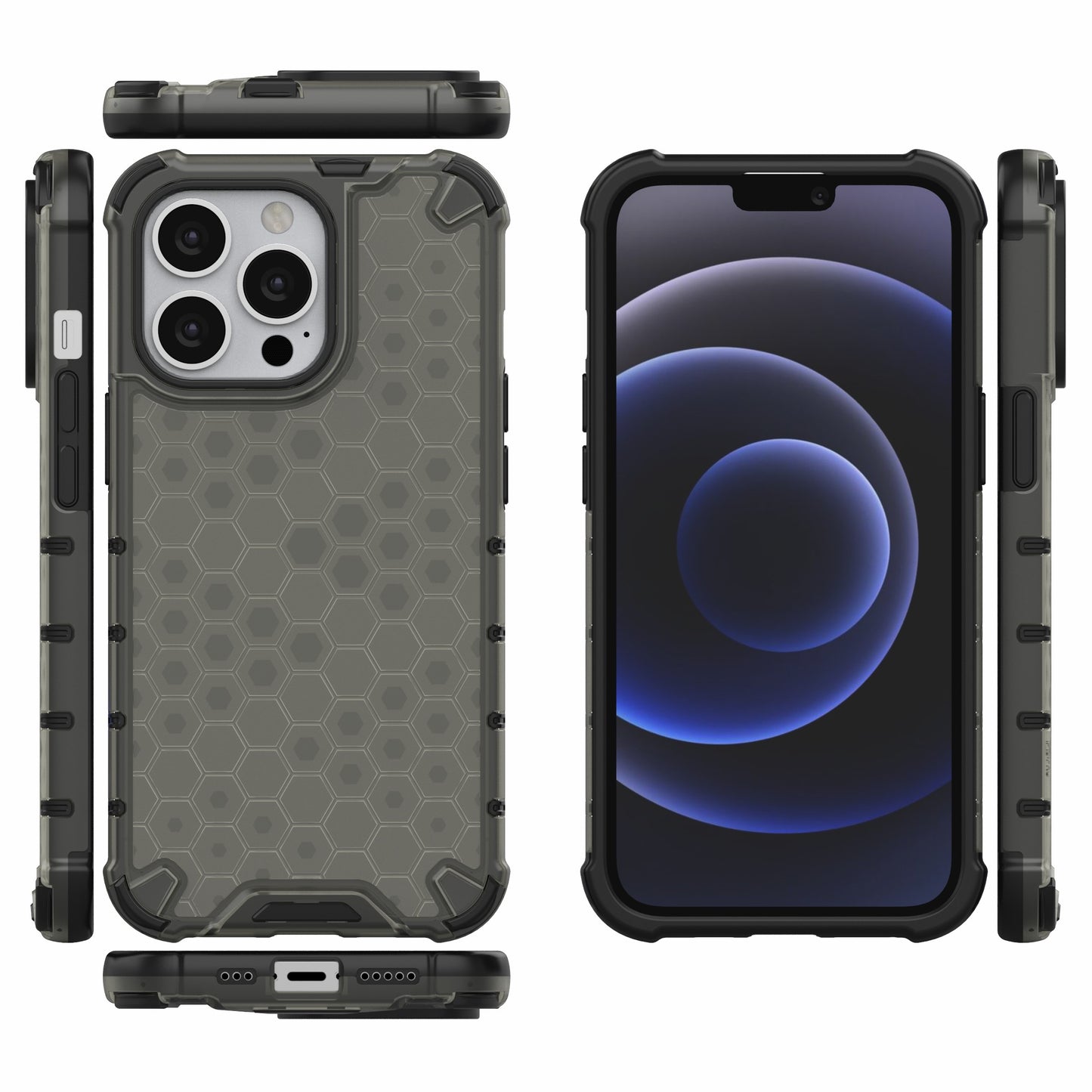TPU + PC Hybrid Case Phone Cover with Honeycomb Pattern for iPhone 13 Pro 6.1 inch