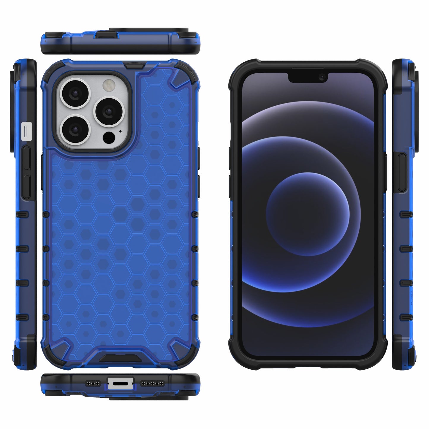 TPU + PC Hybrid Case Phone Cover with Honeycomb Pattern for iPhone 13 Pro 6.1 inch