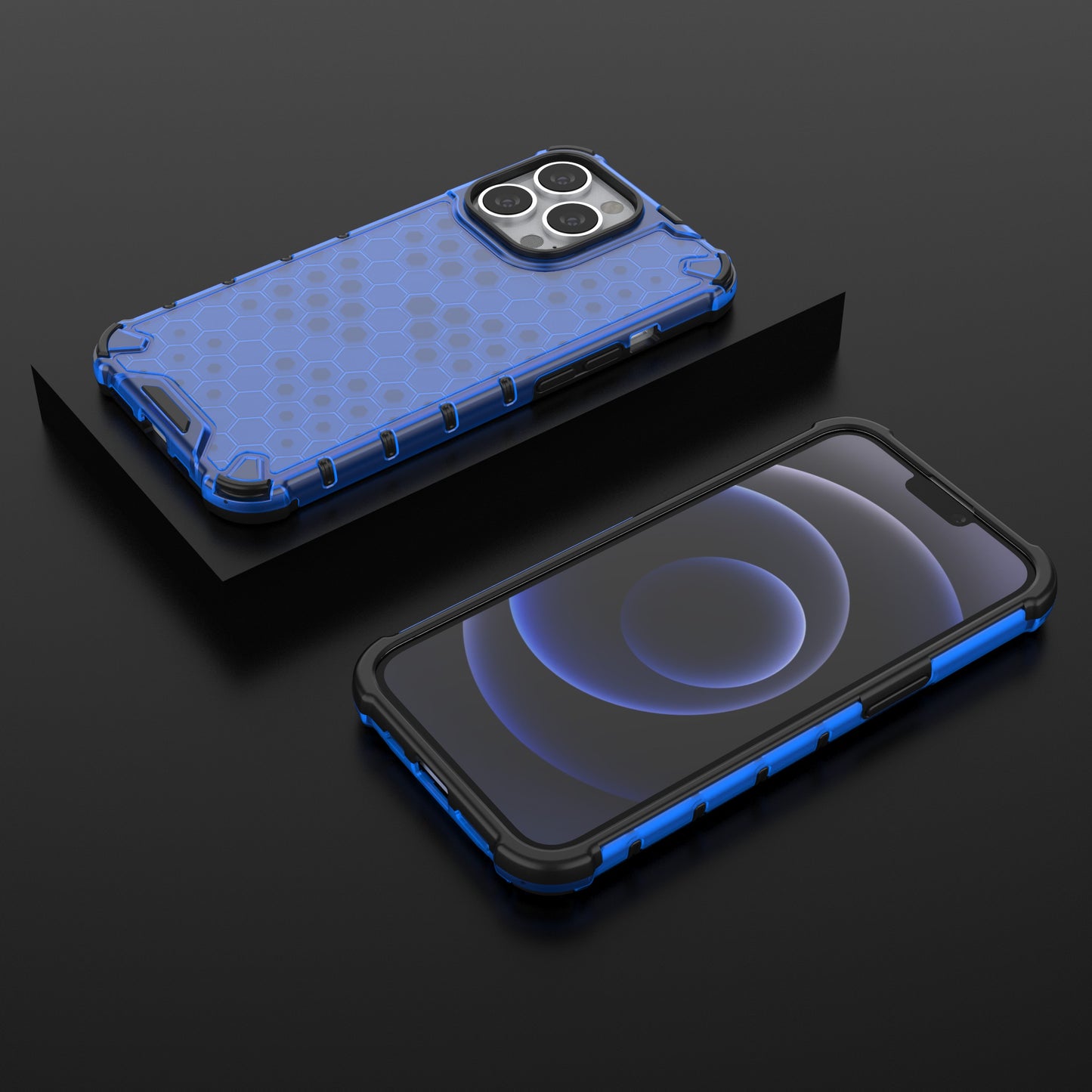 TPU + PC Hybrid Case Phone Cover with Honeycomb Pattern for iPhone 13 Pro 6.1 inch