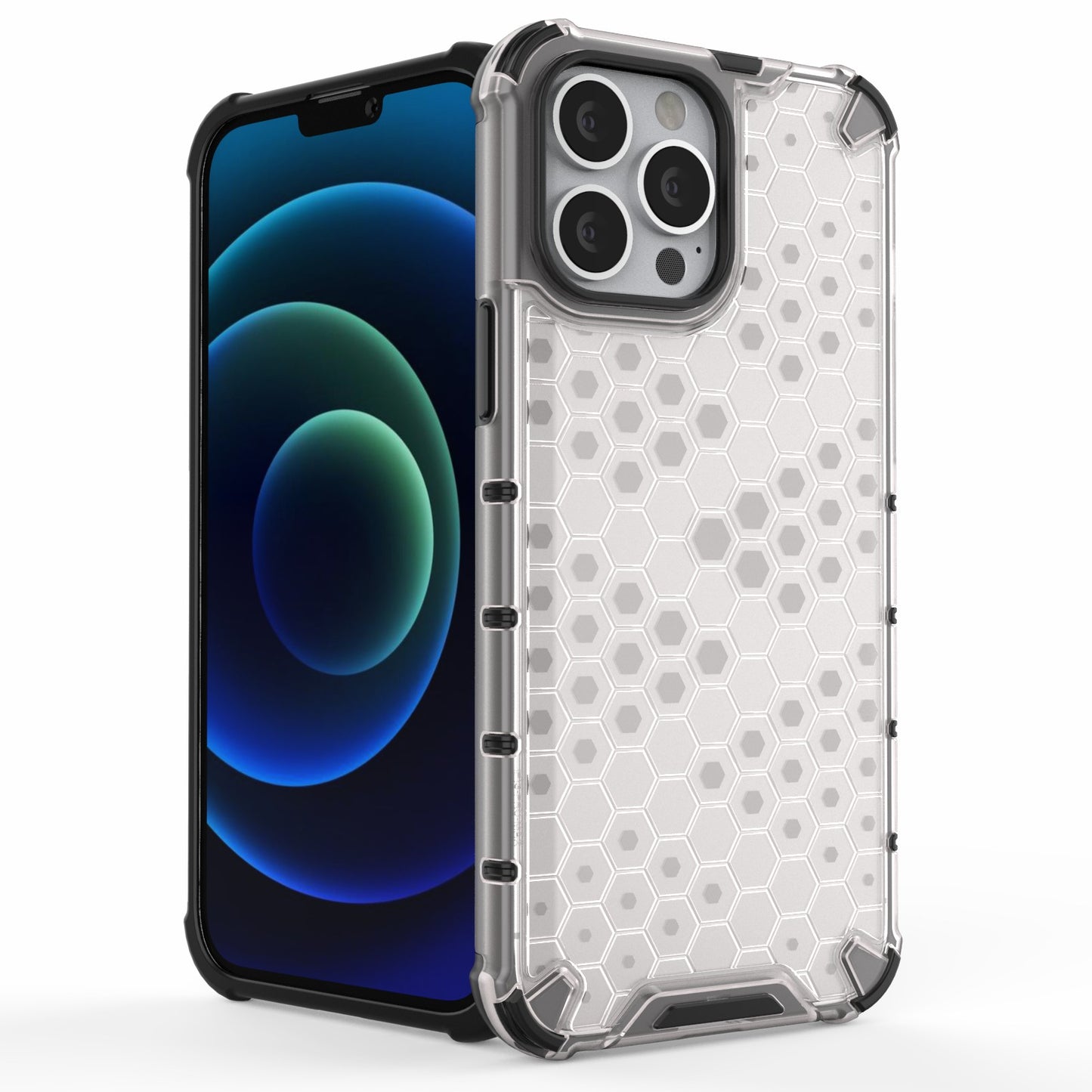 Honeycomb Design TPU + PC Hybrid Case Phone Protective Cover for iPhone 13 Pro Max 6.7 inch