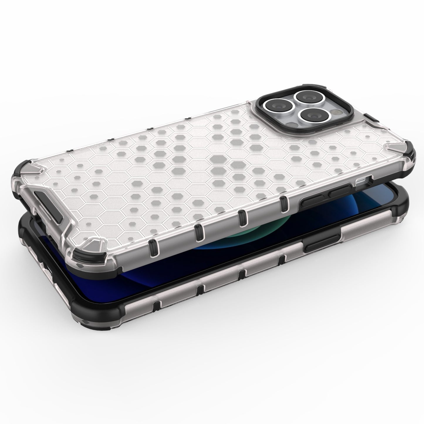 Honeycomb Design TPU + PC Hybrid Case Phone Protective Cover for iPhone 13 Pro Max 6.7 inch