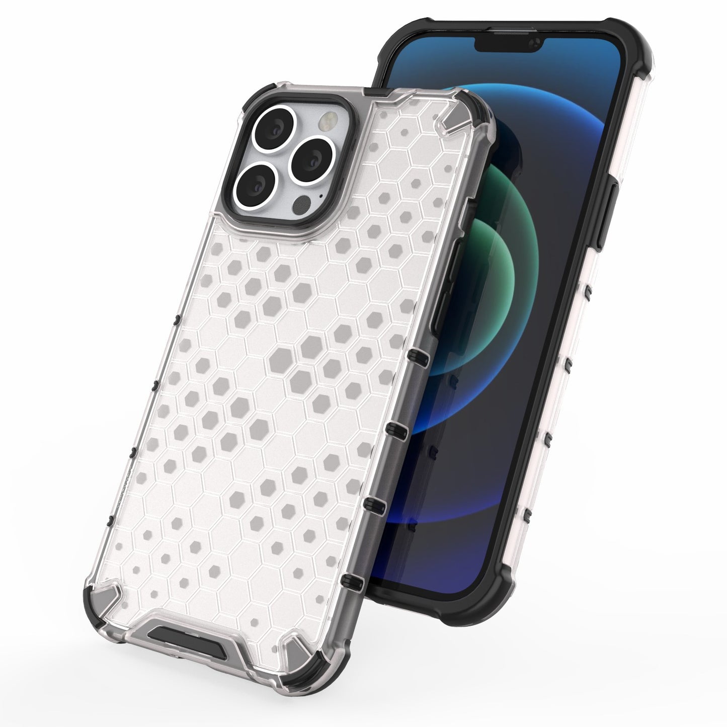 Honeycomb Design TPU + PC Hybrid Case Phone Protective Cover for iPhone 13 Pro Max 6.7 inch