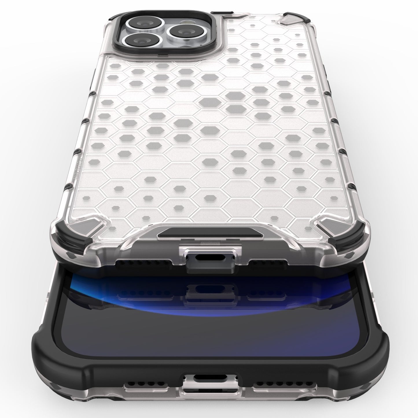 Honeycomb Design TPU + PC Hybrid Case Phone Protective Cover for iPhone 13 Pro Max 6.7 inch