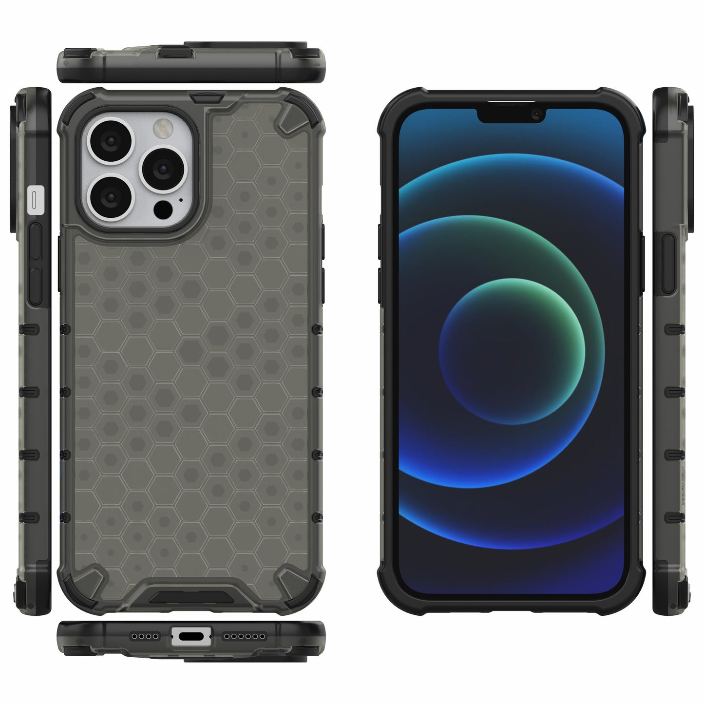 Honeycomb Design TPU + PC Hybrid Case Phone Protective Cover for iPhone 13 Pro Max 6.7 inch
