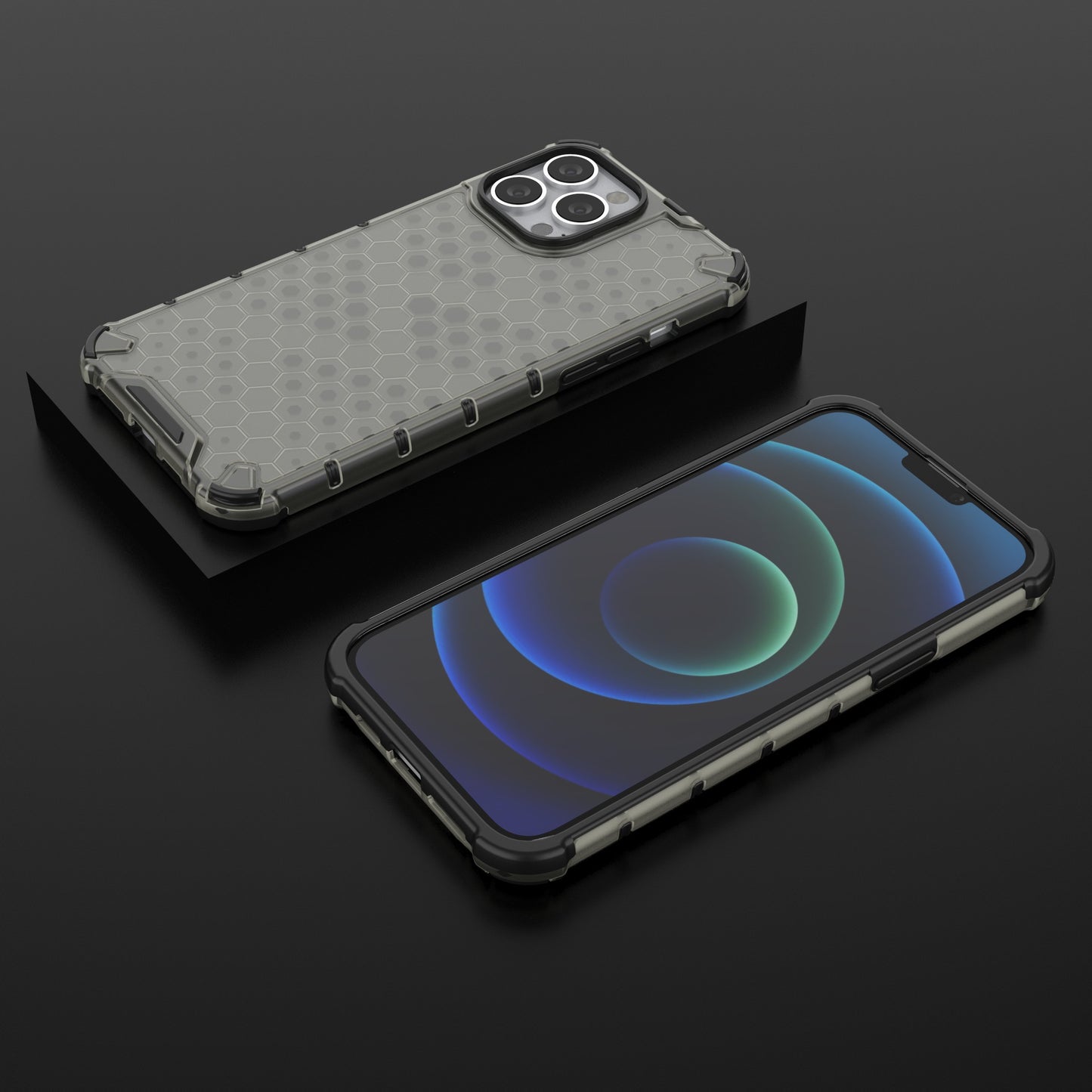 Honeycomb Design TPU + PC Hybrid Case Phone Protective Cover for iPhone 13 Pro Max 6.7 inch
