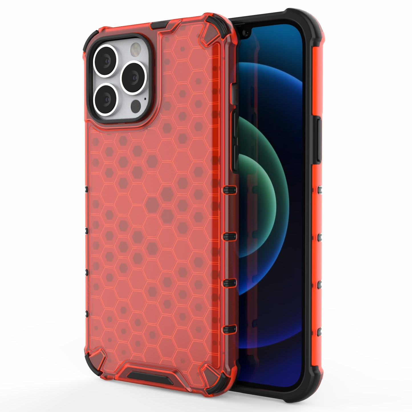 Honeycomb Design TPU + PC Hybrid Case Phone Protective Cover for iPhone 13 Pro Max 6.7 inch