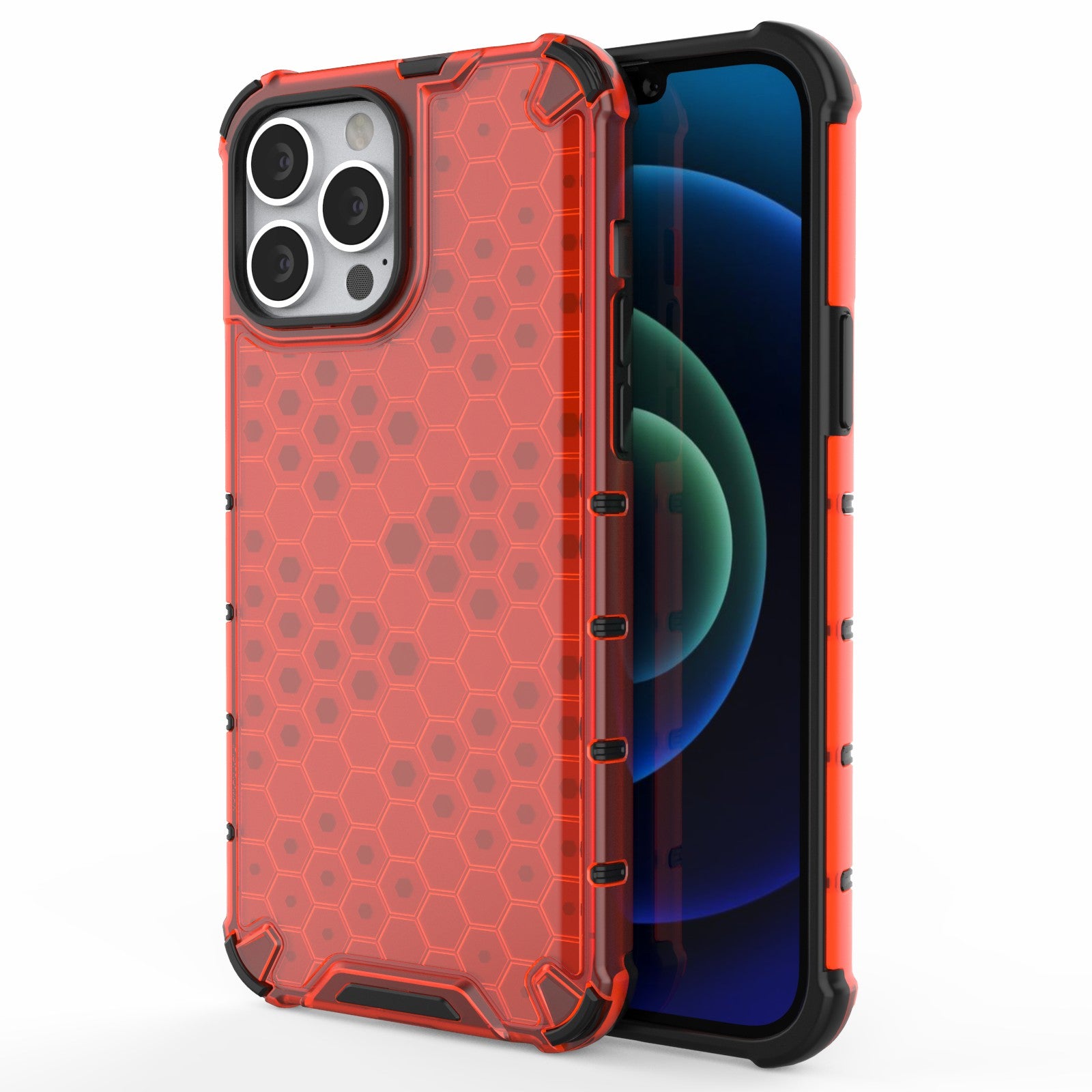 Honeycomb Design TPU + PC Hybrid Case Phone Protective Cover for iPhone 13 Pro Max 6.7 inch
