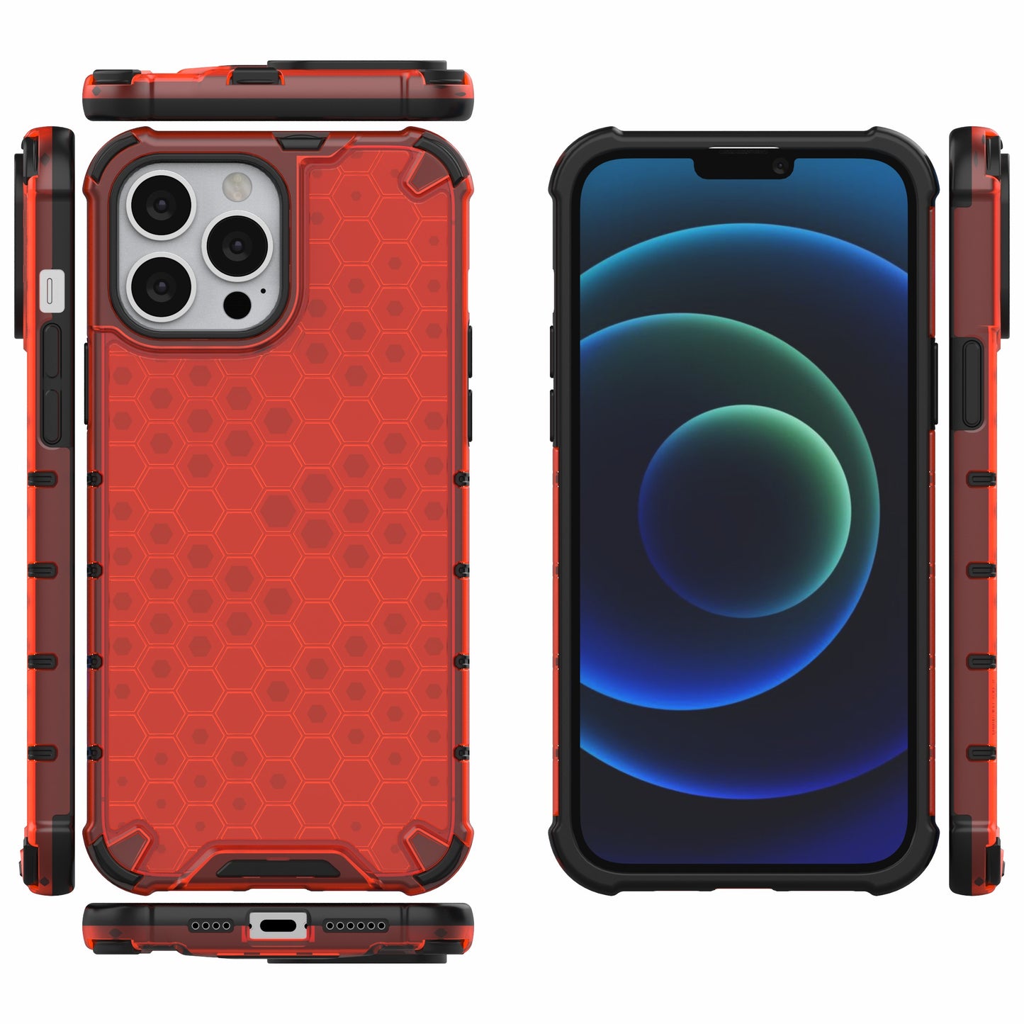 Honeycomb Design TPU + PC Hybrid Case Phone Protective Cover for iPhone 13 Pro Max 6.7 inch