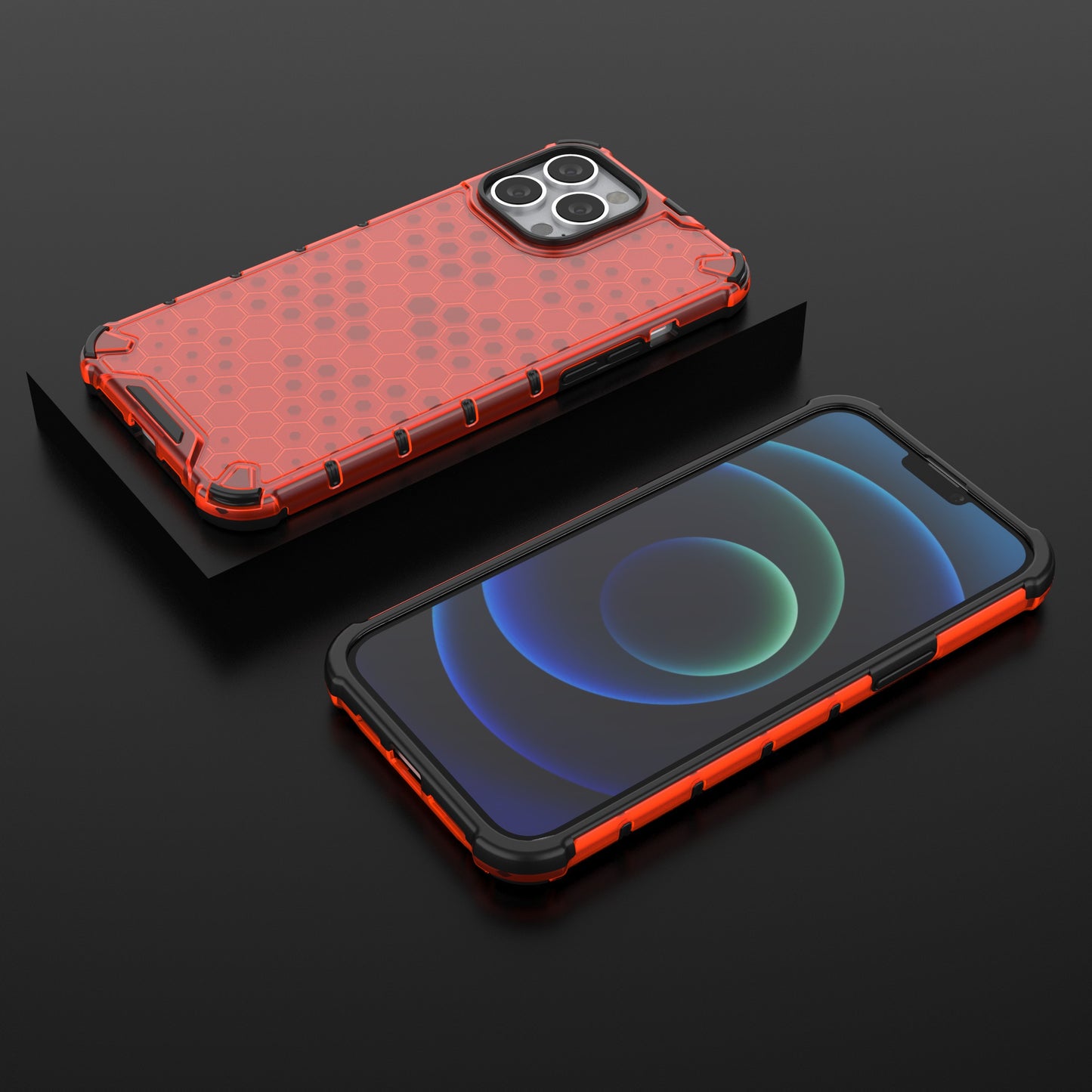 Honeycomb Design TPU + PC Hybrid Case Phone Protective Cover for iPhone 13 Pro Max 6.7 inch