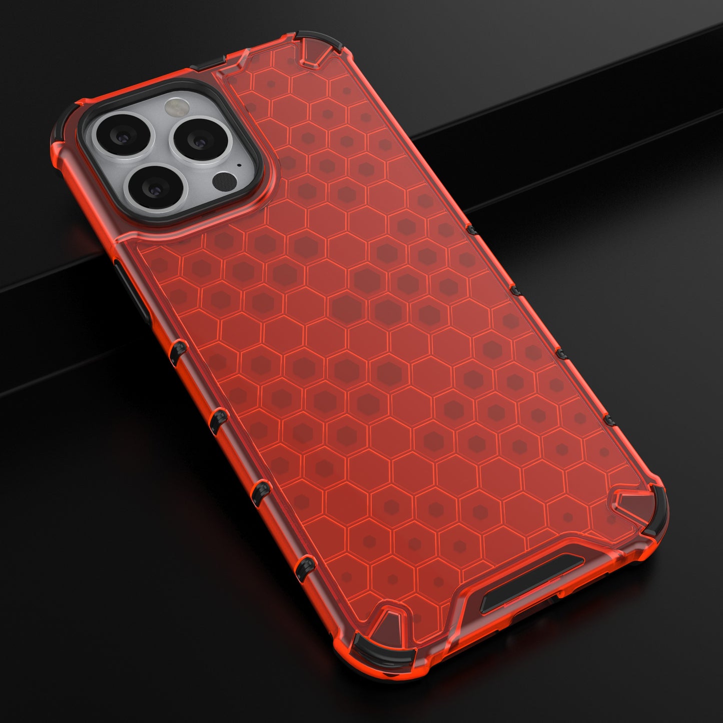 Honeycomb Design TPU + PC Hybrid Case Phone Protective Cover for iPhone 13 Pro Max 6.7 inch