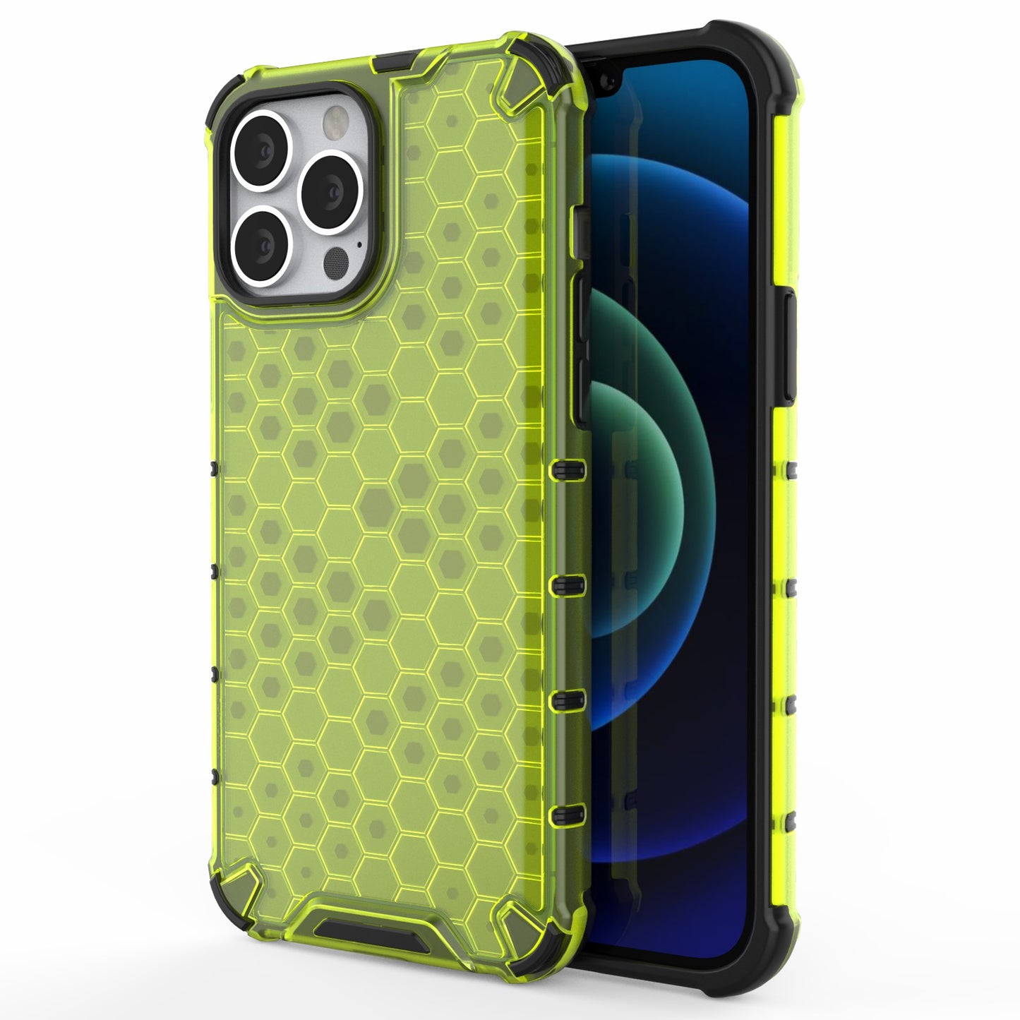 Honeycomb Design TPU + PC Hybrid Case Phone Protective Cover for iPhone 13 Pro Max 6.7 inch