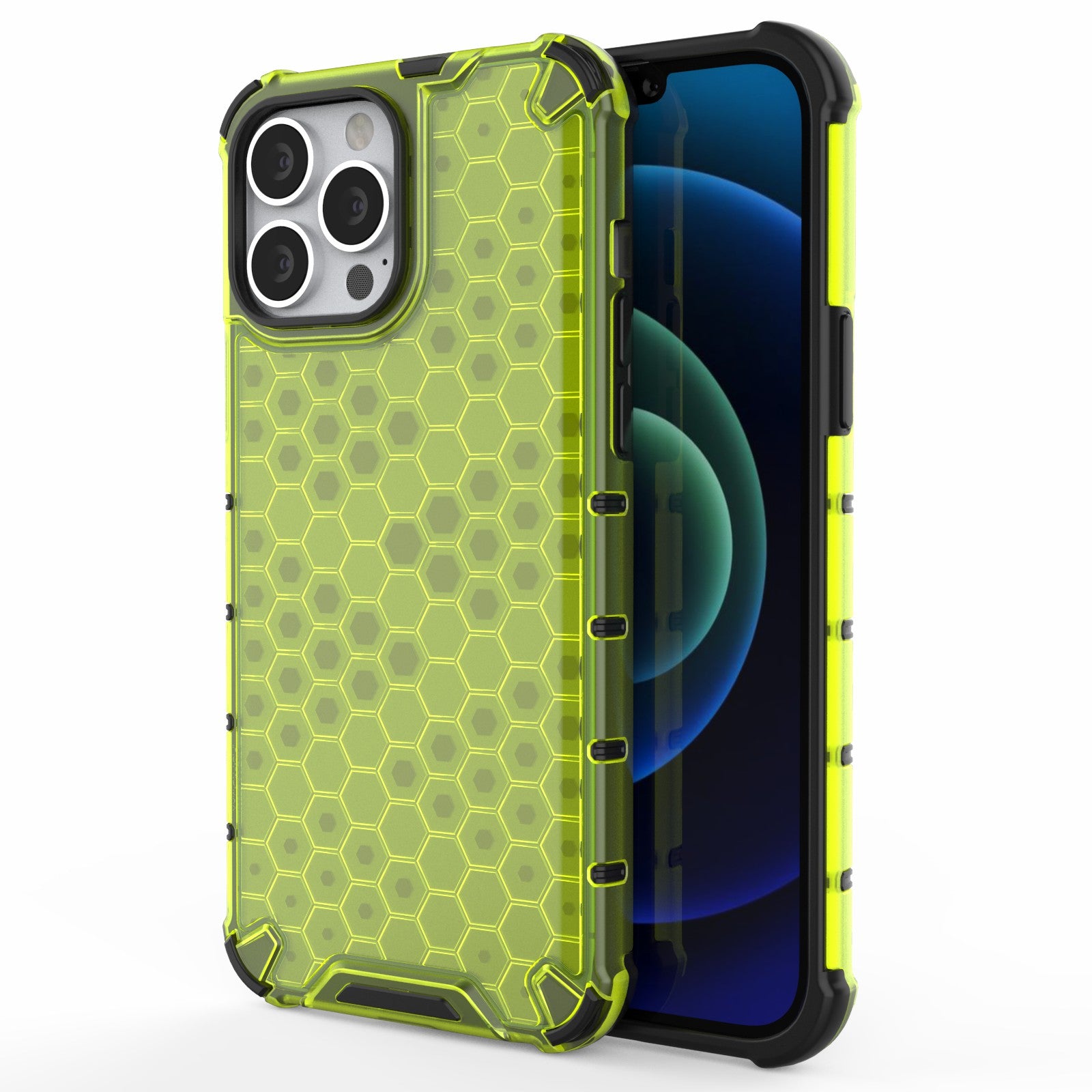 Honeycomb Design TPU + PC Hybrid Case Phone Protective Cover for iPhone 13 Pro Max 6.7 inch