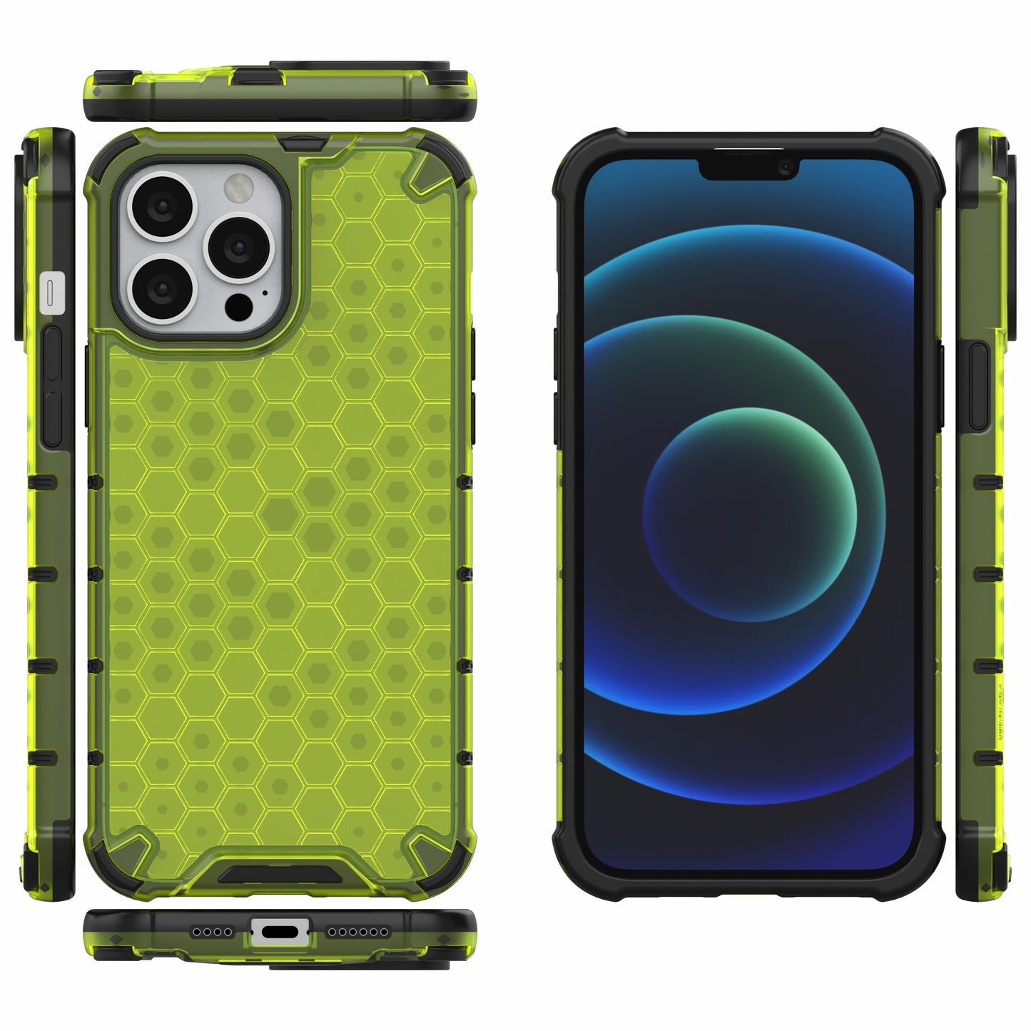 Honeycomb Design TPU + PC Hybrid Case Phone Protective Cover for iPhone 13 Pro Max 6.7 inch