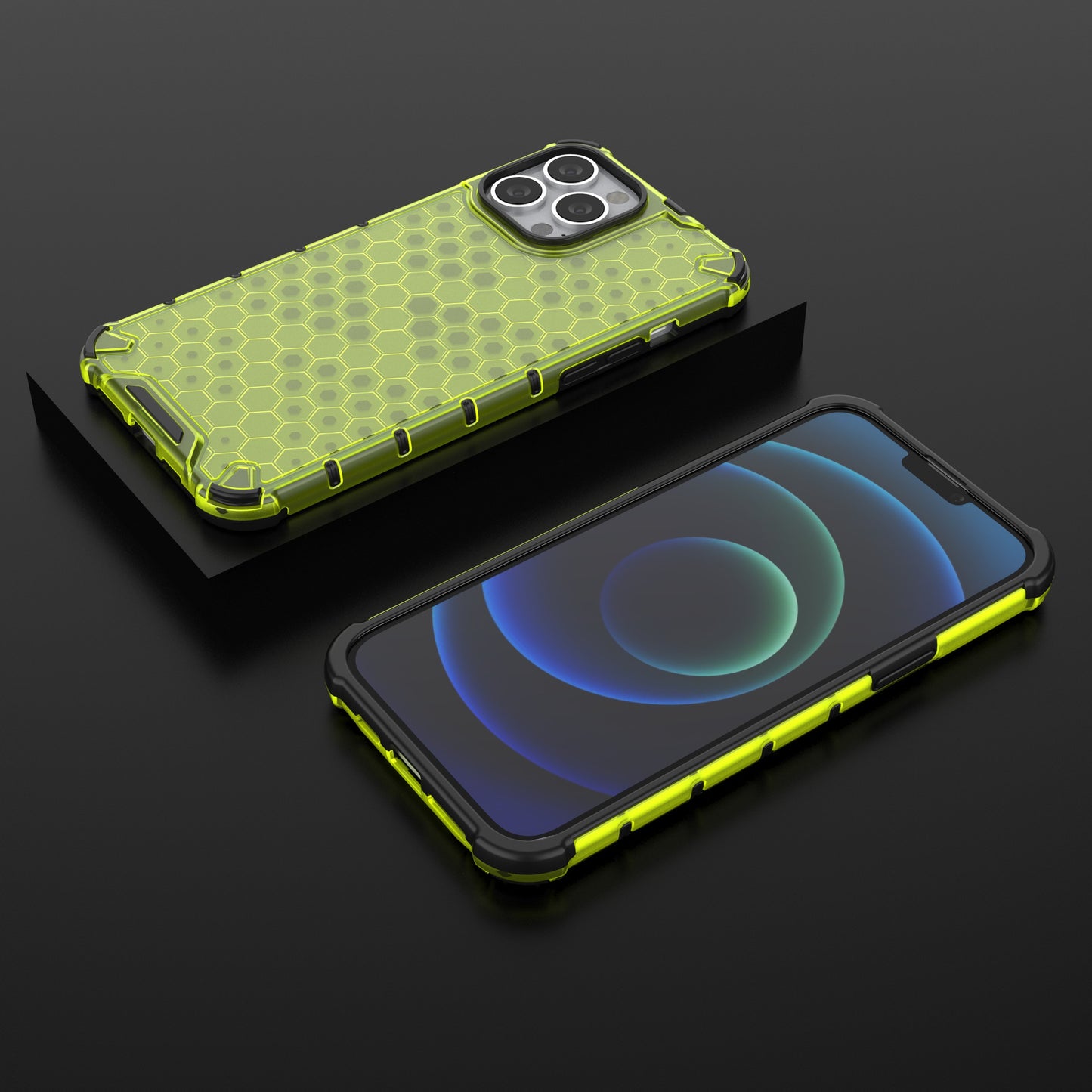 Honeycomb Design TPU + PC Hybrid Case Phone Protective Cover for iPhone 13 Pro Max 6.7 inch