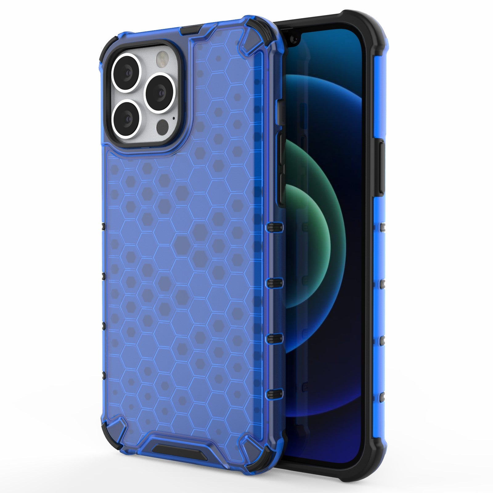 Honeycomb Design TPU + PC Hybrid Case Phone Protective Cover for iPhone 13 Pro Max 6.7 inch