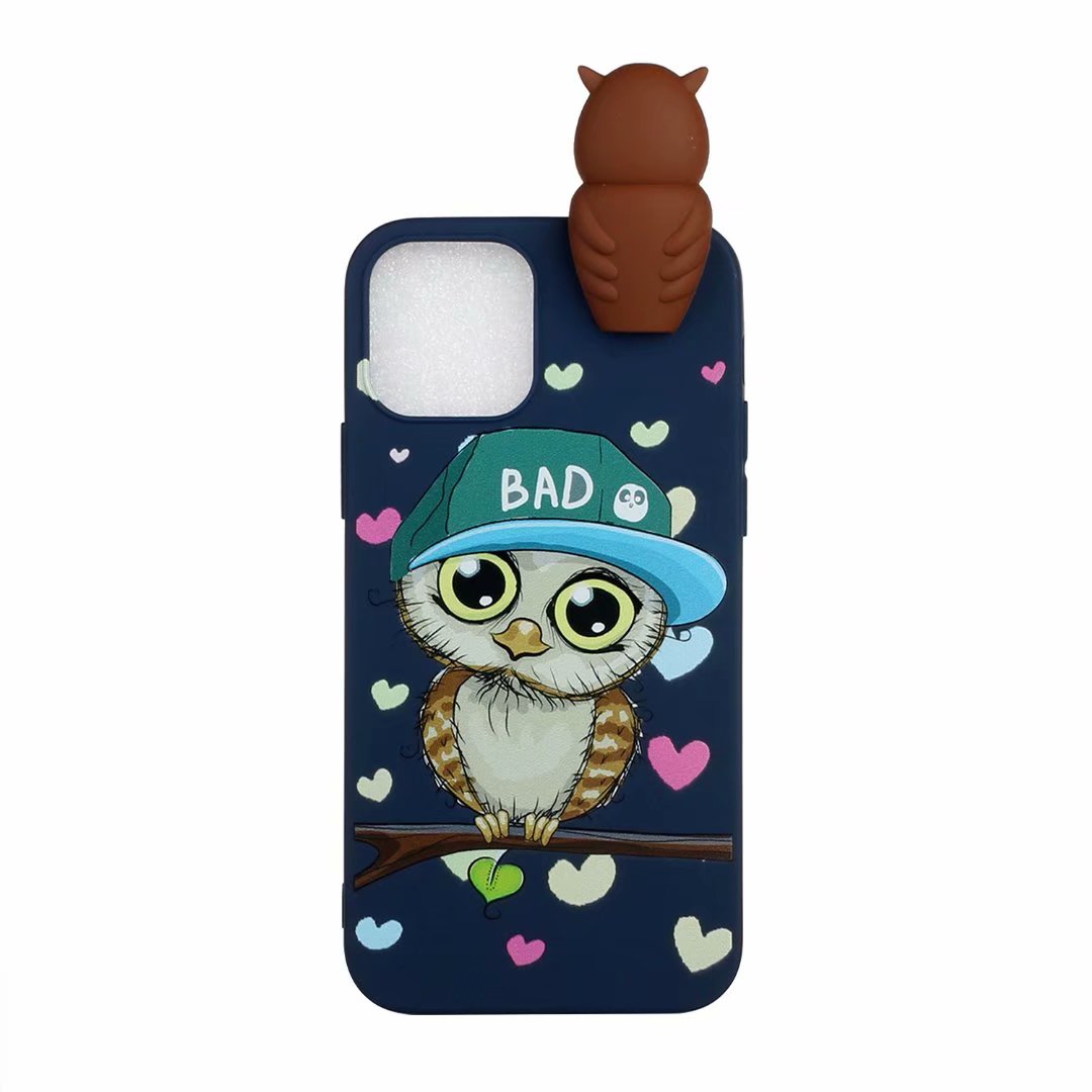 Cute 3D Doll Pattern Printing TPU Back Case for iPhone 13 Pro 6.1 inch Mobile Phone Casing
