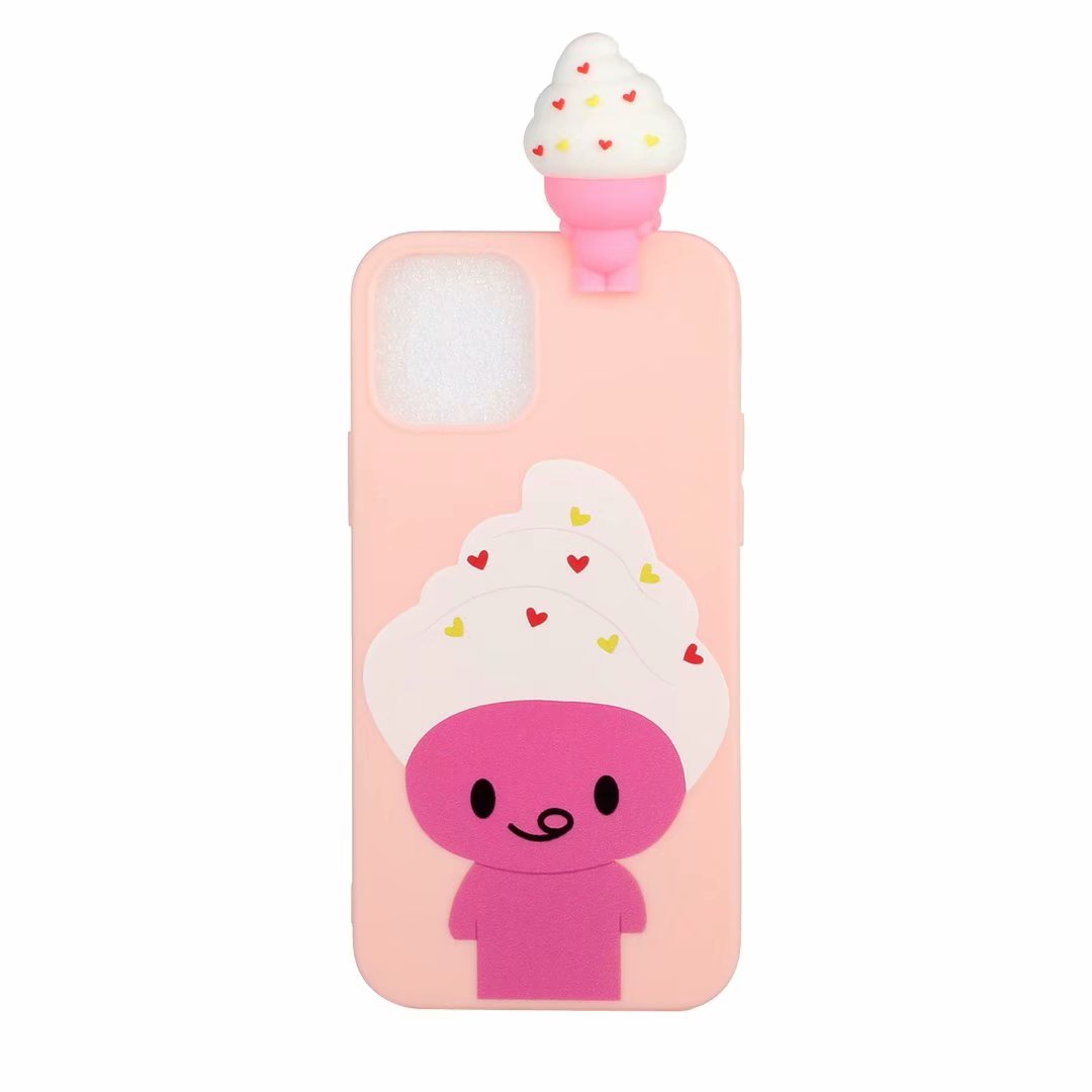 Cute 3D Doll Pattern Printing TPU Back Case for iPhone 13 Pro 6.1 inch Mobile Phone Casing