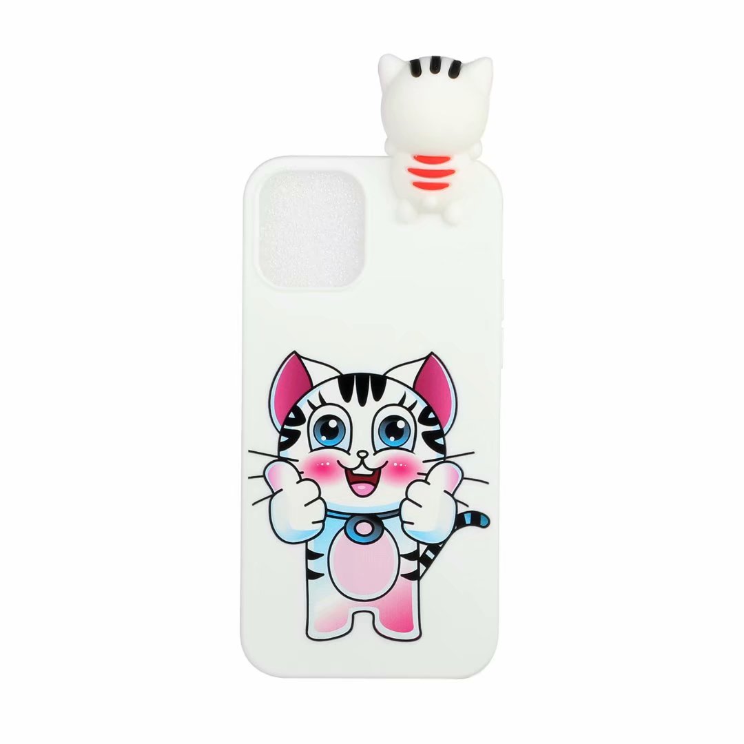 Cute 3D Doll Pattern Printing TPU Back Case for iPhone 13 Pro 6.1 inch Mobile Phone Casing