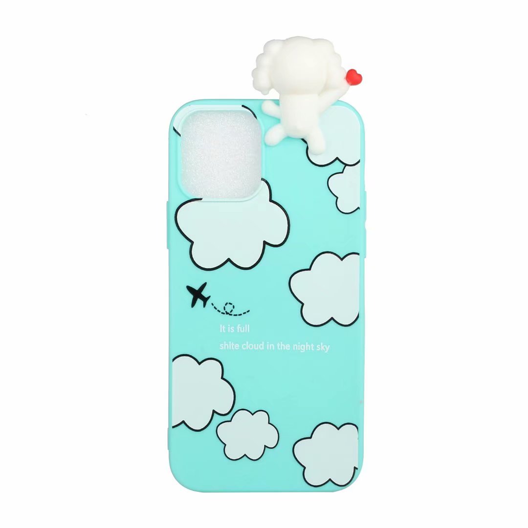 Cute 3D Doll Pattern Printing TPU Back Case for iPhone 13 Pro 6.1 inch Mobile Phone Casing