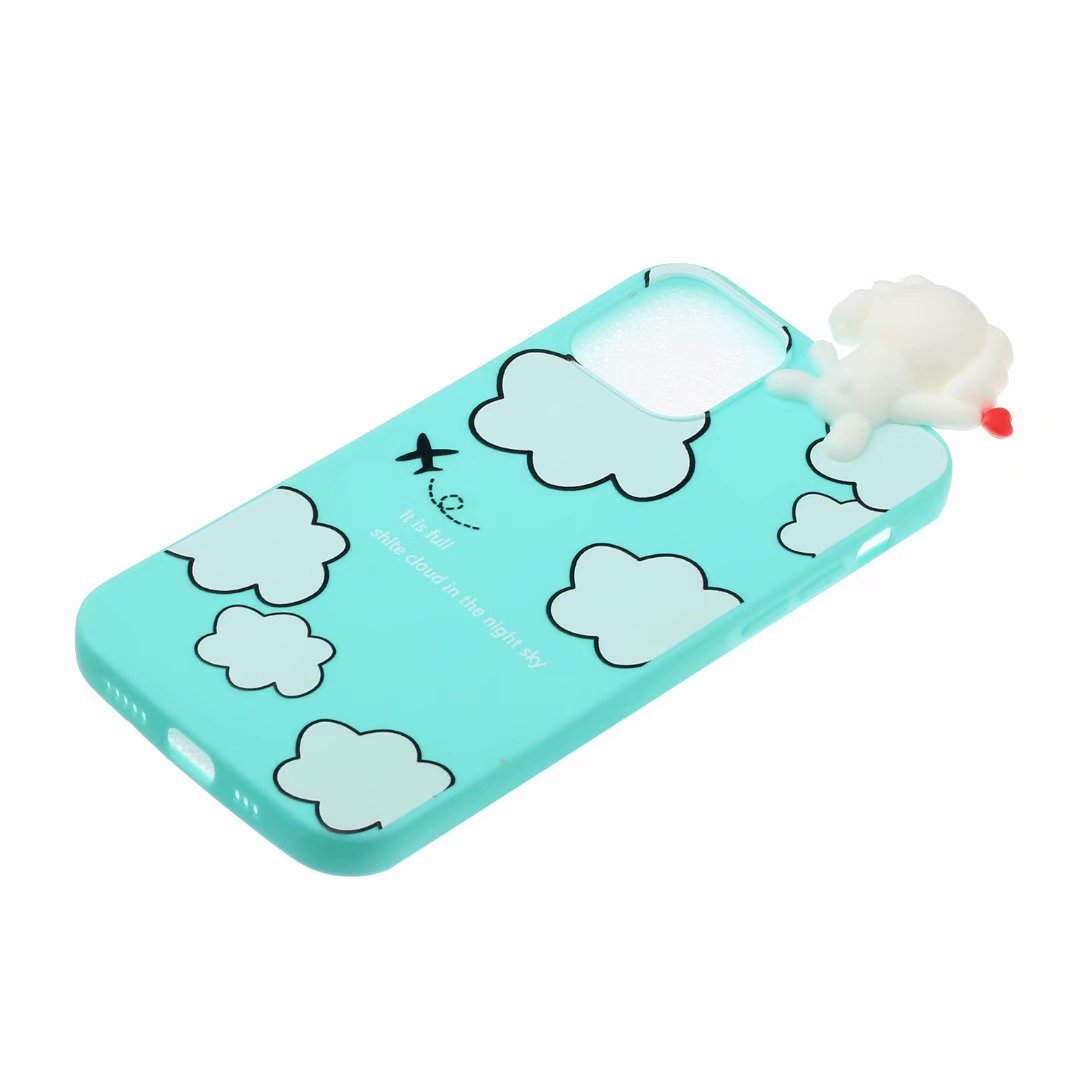 Cute 3D Doll Pattern Printing TPU Back Case for iPhone 13 Pro 6.1 inch Mobile Phone Casing