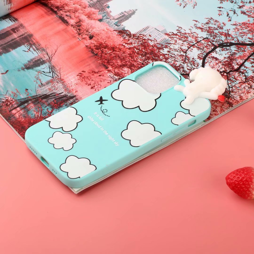 Cute 3D Doll Pattern Printing TPU Back Case for iPhone 13 Pro 6.1 inch Mobile Phone Casing