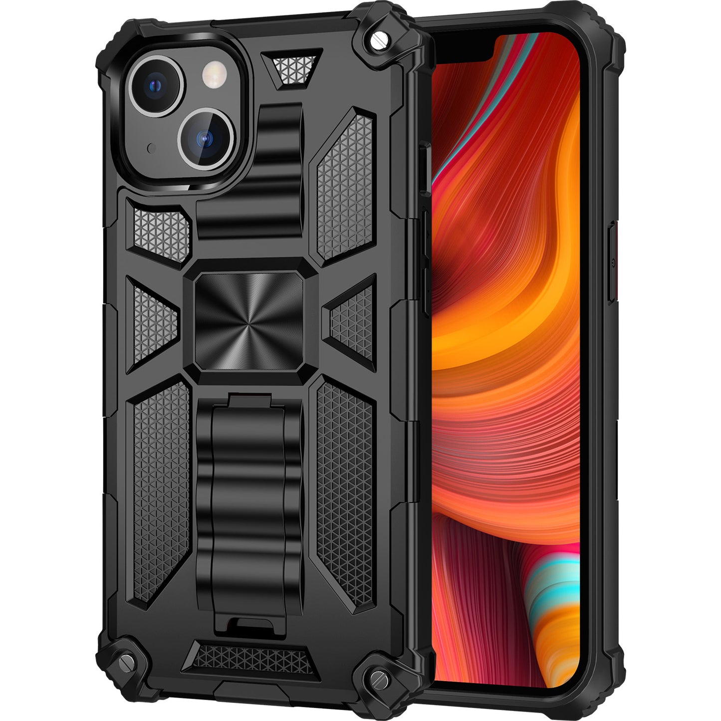 Armor PC+TPU Phone Shockproof Cover Case with Kickstand for iPhone 13 Pro Max 6.7 inch