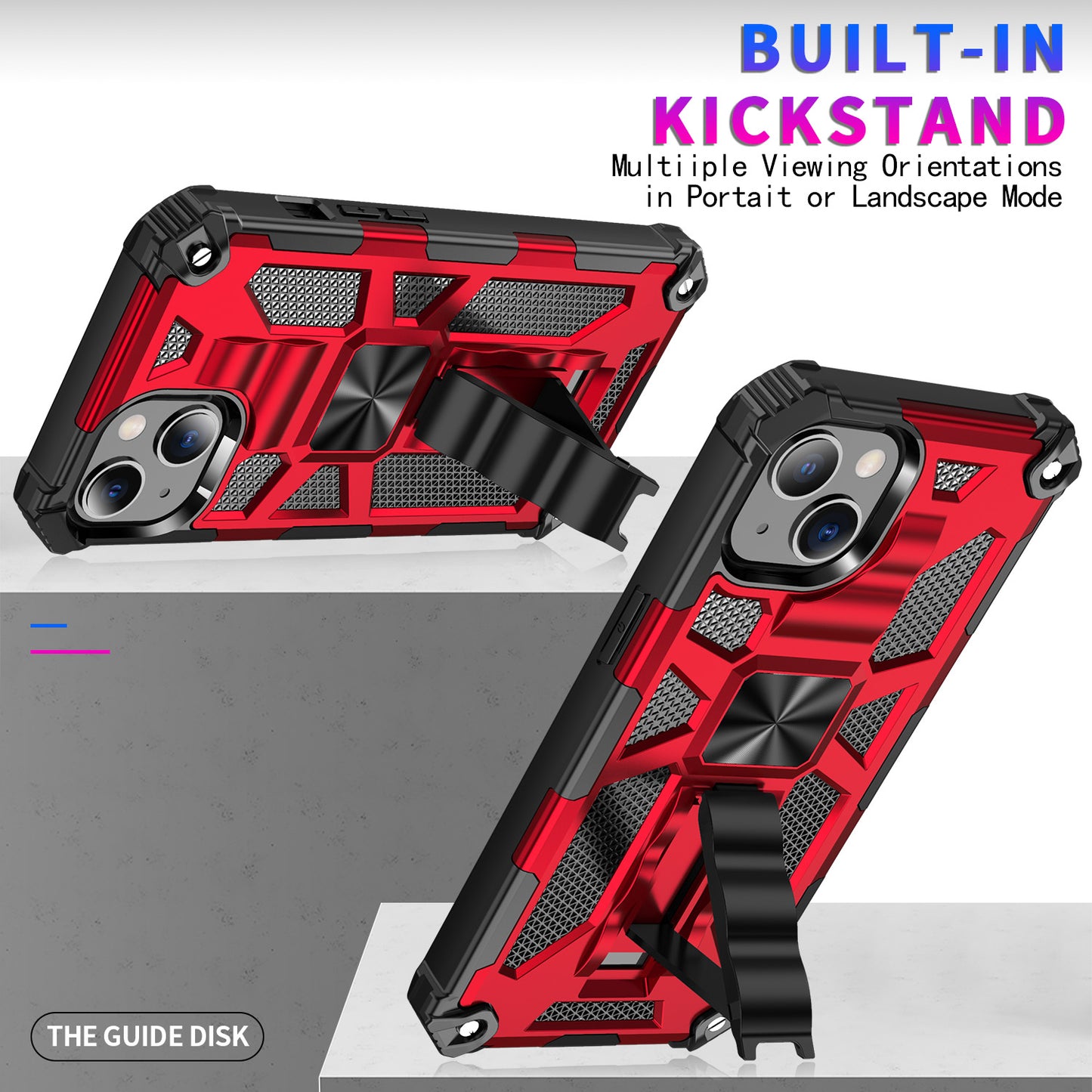 Armor PC+TPU Phone Shockproof Cover Case with Kickstand for iPhone 13 Pro Max 6.7 inch