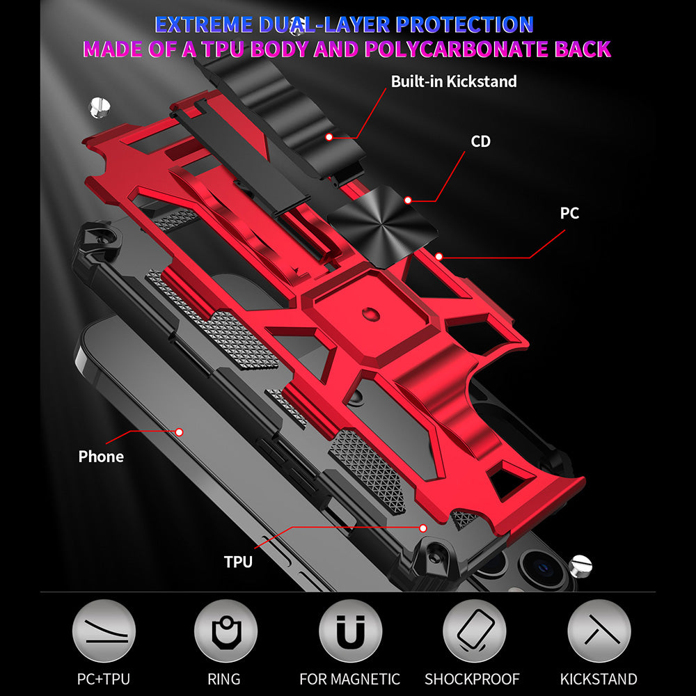 Armor PC+TPU Phone Shockproof Cover Case with Kickstand for iPhone 13 Pro Max 6.7 inch