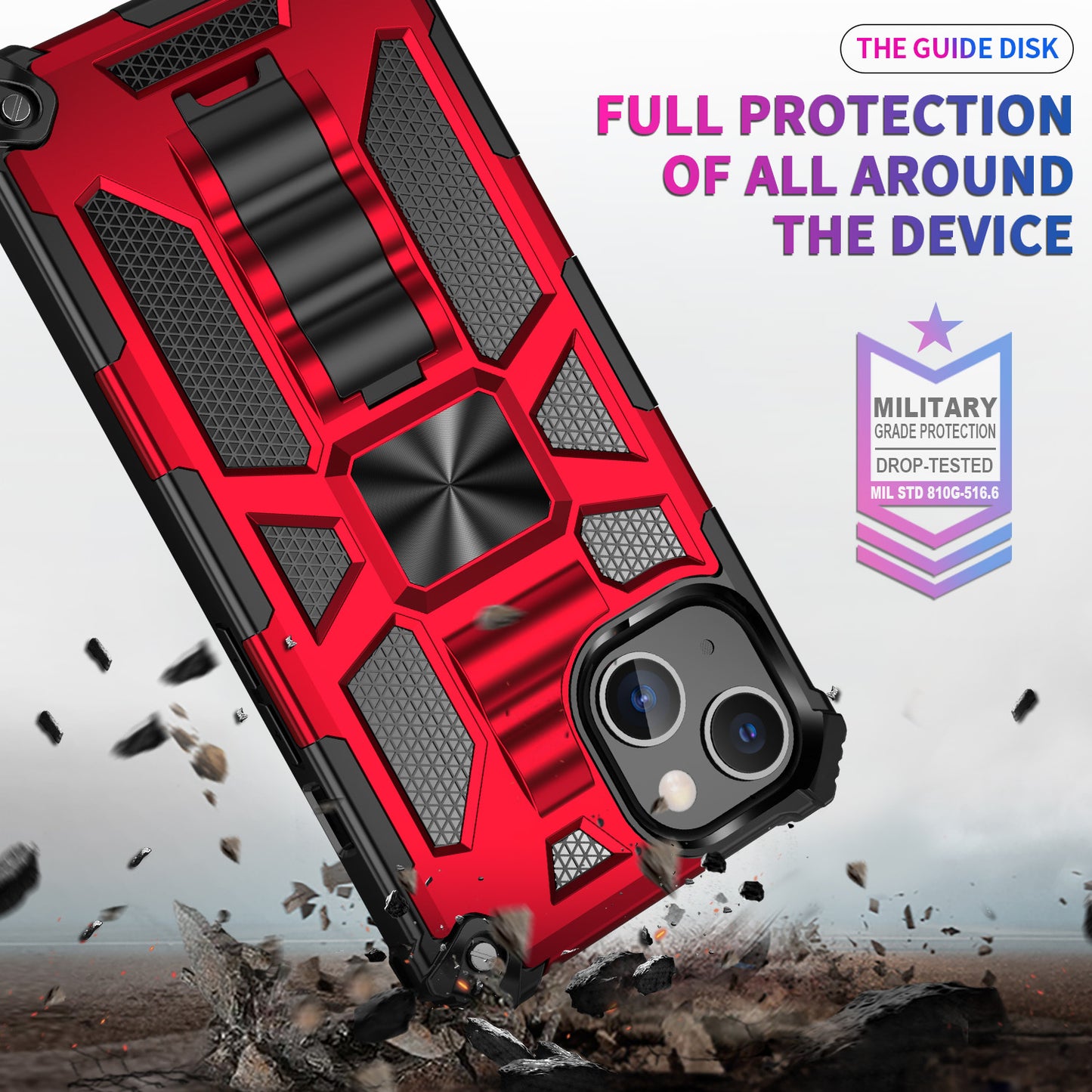 Armor PC+TPU Phone Shockproof Cover Case with Kickstand for iPhone 13 Pro Max 6.7 inch