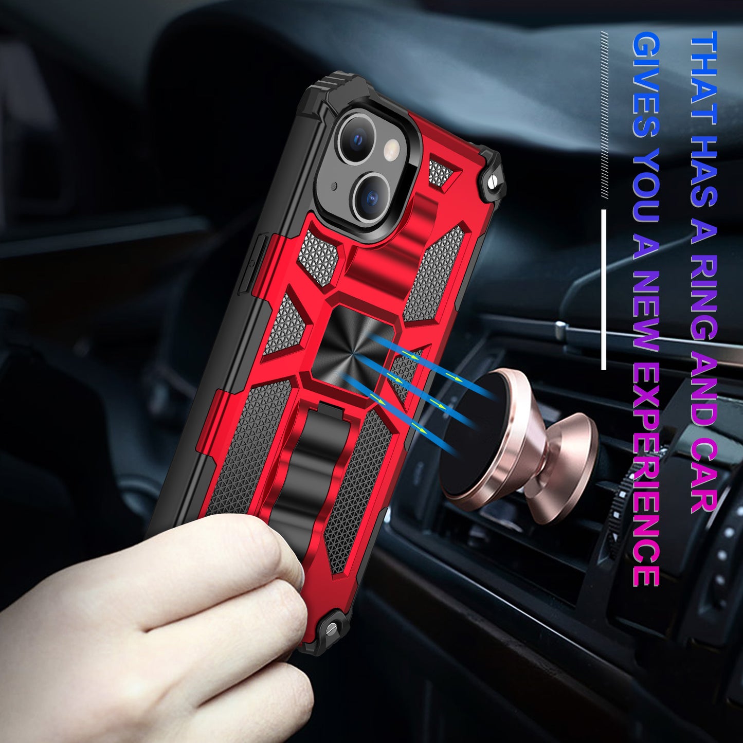 Armor PC+TPU Phone Shockproof Cover Case with Kickstand for iPhone 13 Pro Max 6.7 inch