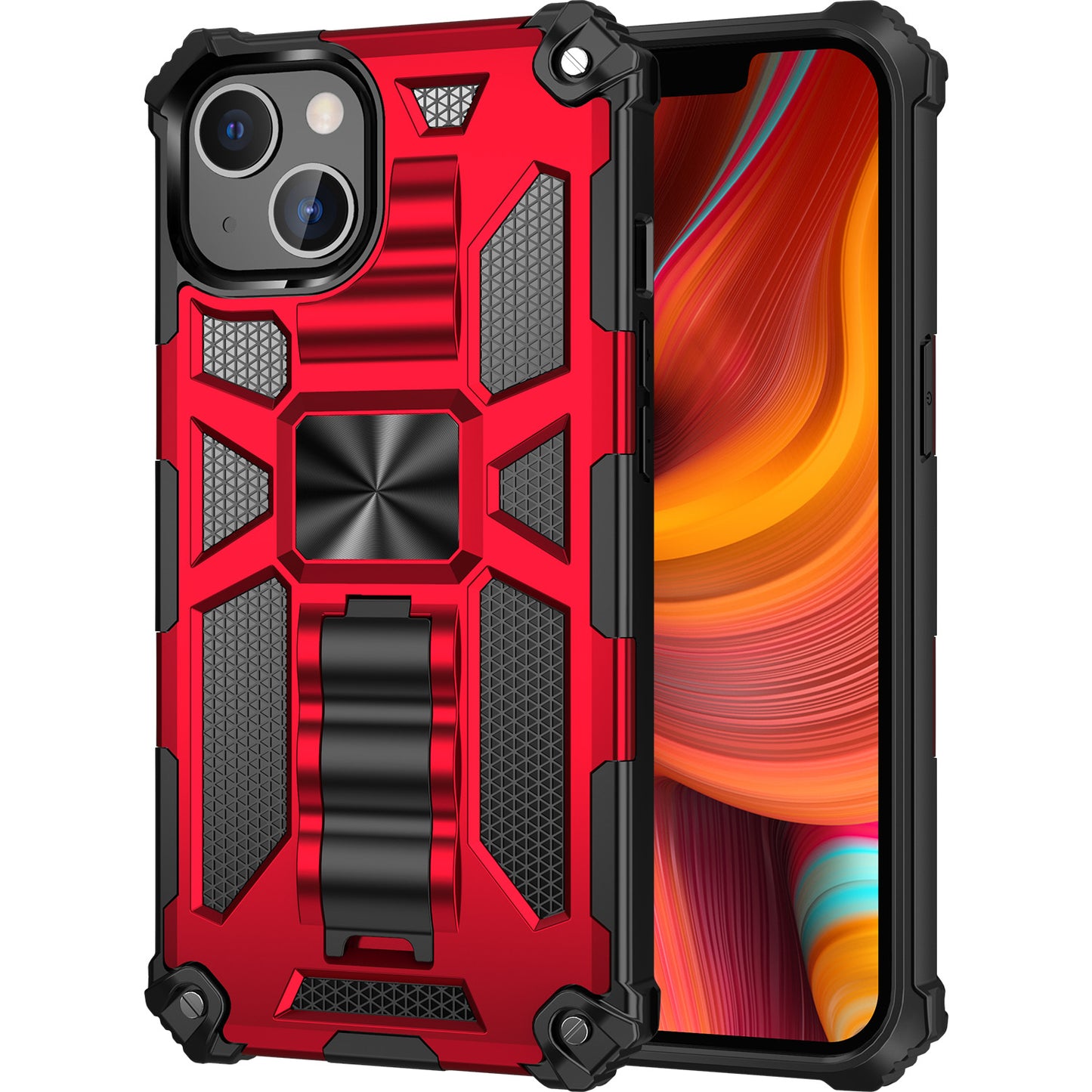 Armor PC+TPU Phone Shockproof Cover Case with Kickstand for iPhone 13 Pro Max 6.7 inch