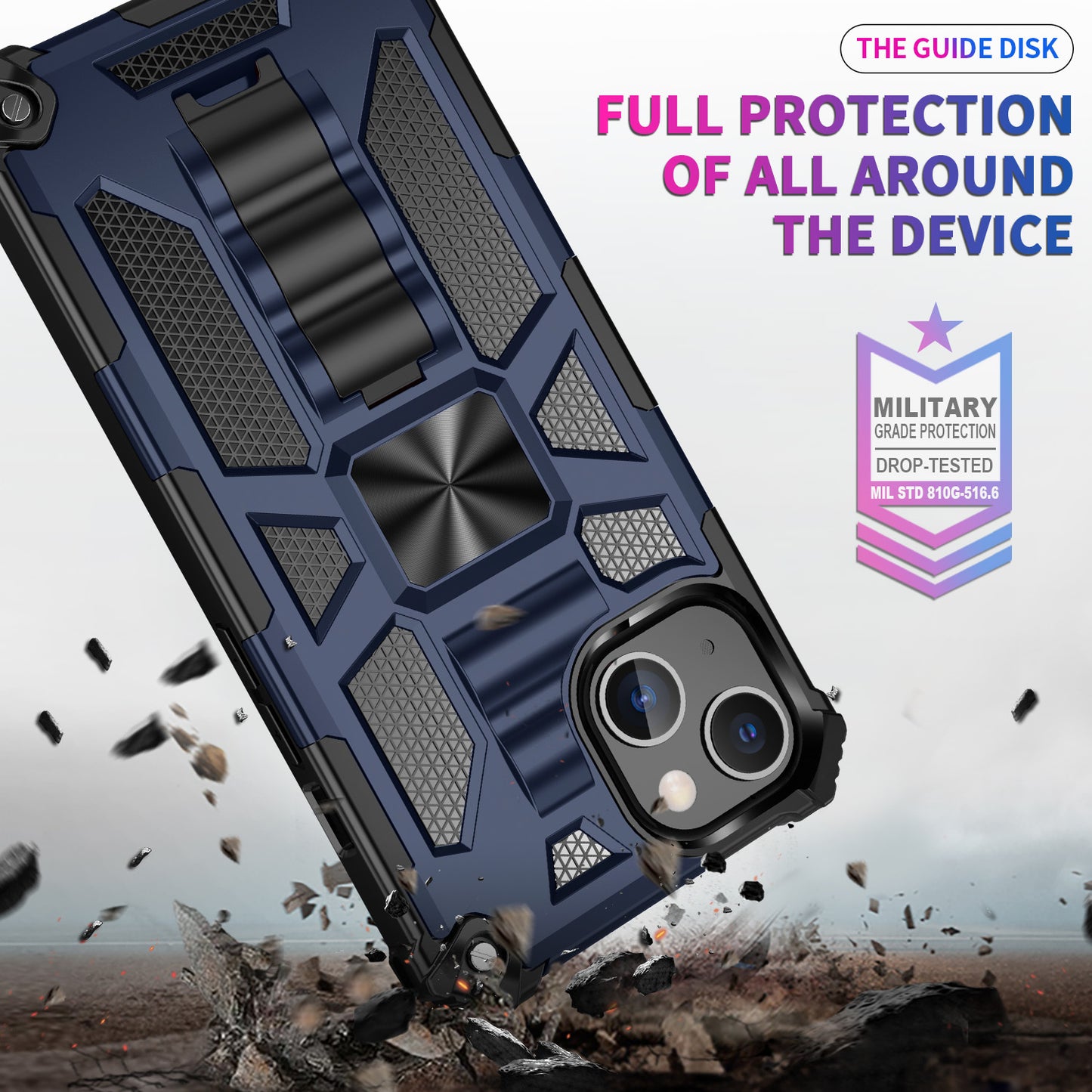 Armor PC+TPU Phone Shockproof Cover Case with Kickstand for iPhone 13 Pro Max 6.7 inch