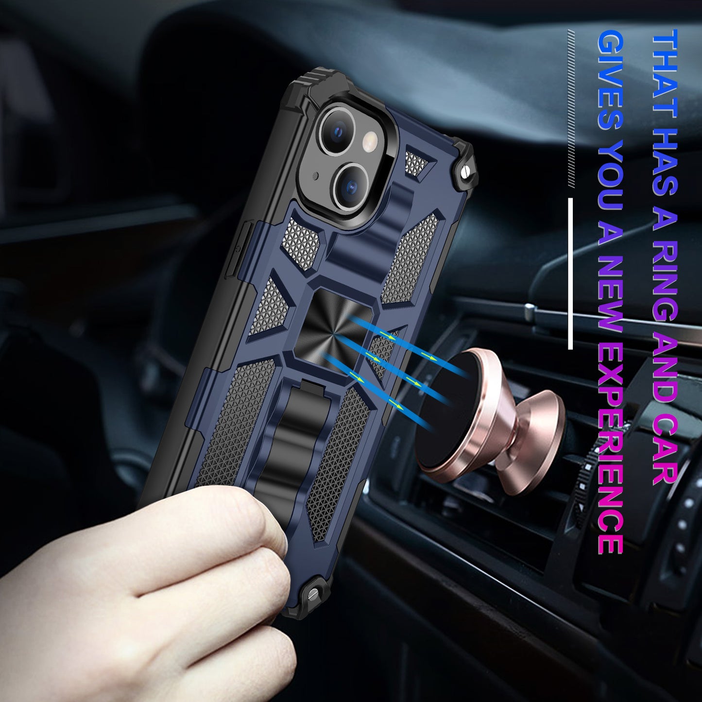 Armor PC+TPU Phone Shockproof Cover Case with Kickstand for iPhone 13 Pro Max 6.7 inch
