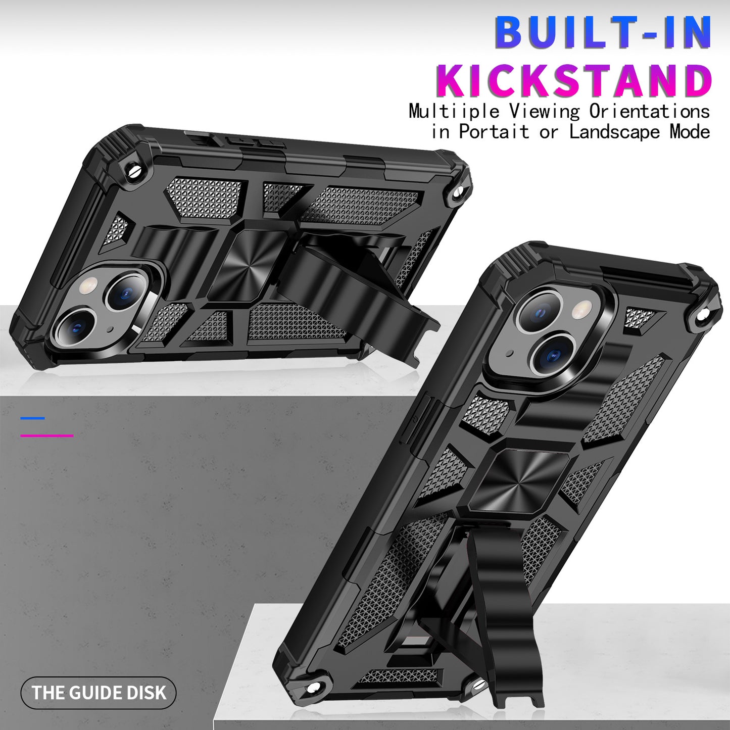 Armor PC+TPU Phone Shockproof Cover Case with Kickstand for iPhone 13 Pro Max 6.7 inch