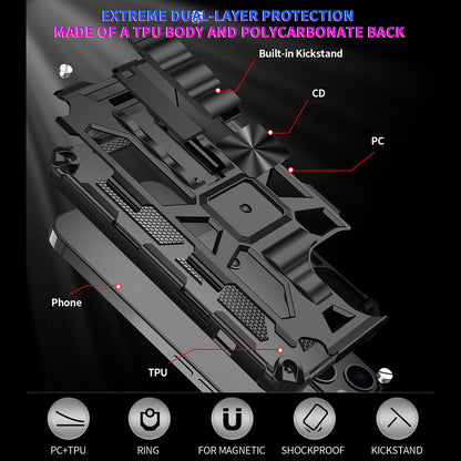 Armor PC+TPU Phone Shockproof Cover Case with Kickstand for iPhone 13 Pro Max 6.7 inch
