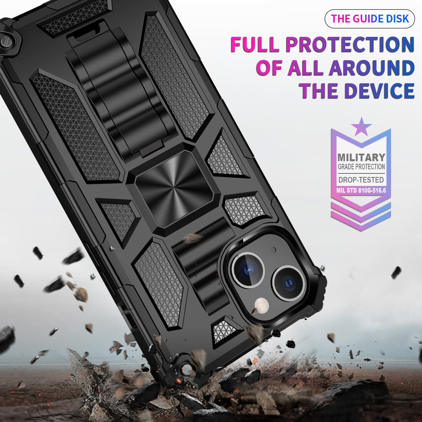 Armor PC+TPU Phone Shockproof Cover Case with Kickstand for iPhone 13 Pro Max 6.7 inch
