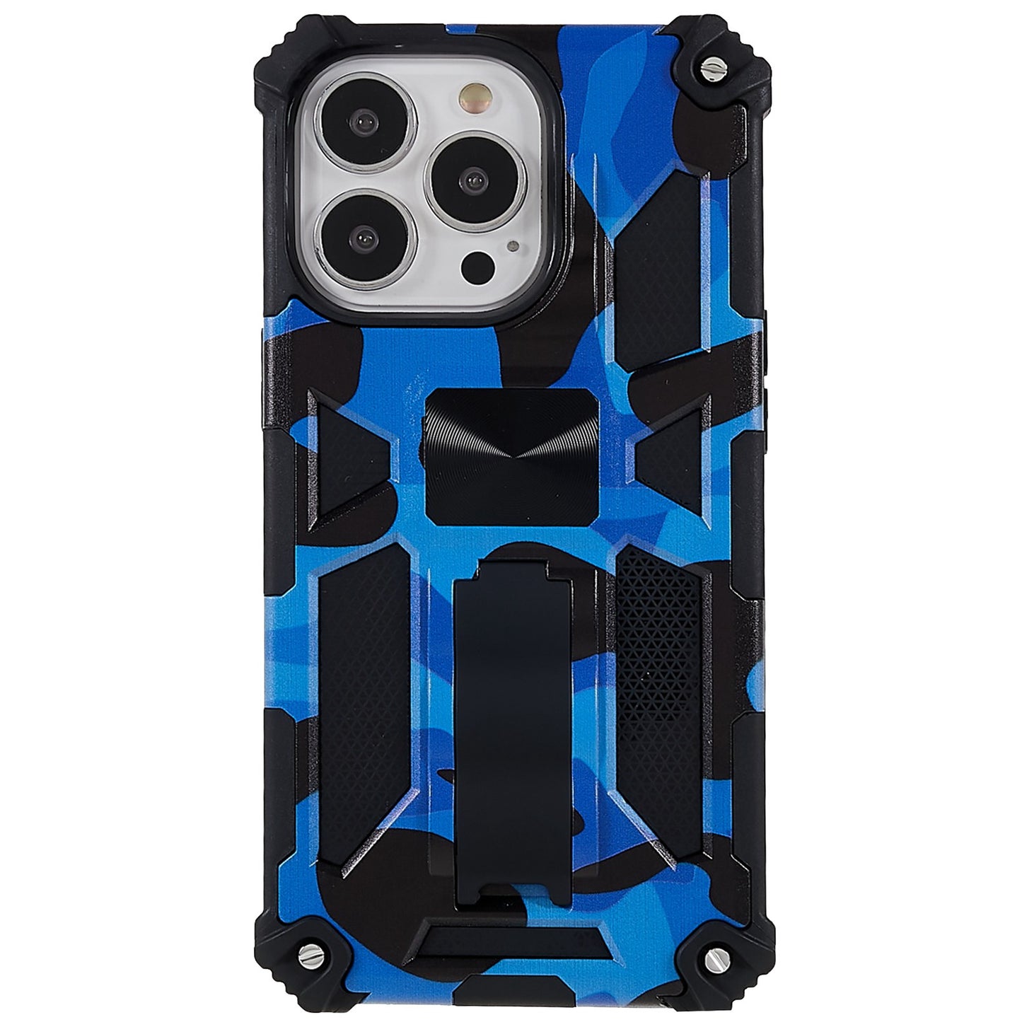 Camouflage Pattern Drop-resistant Phone Case Cover with Kickstand Magnetic Sheet for iPhone 13 Pro Max 6.7 inch