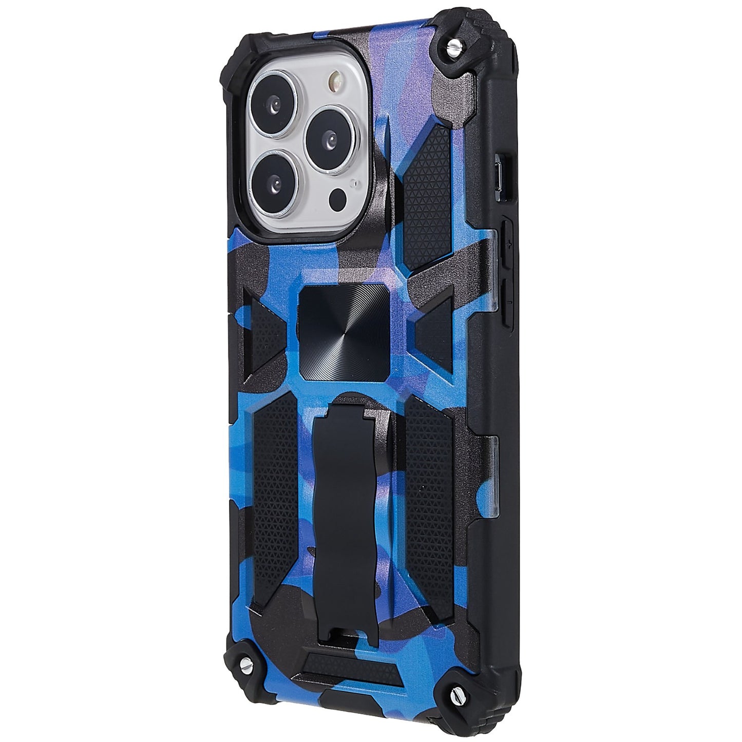 Camouflage Pattern Drop-resistant Phone Case Cover with Kickstand Magnetic Sheet for iPhone 13 Pro Max 6.7 inch