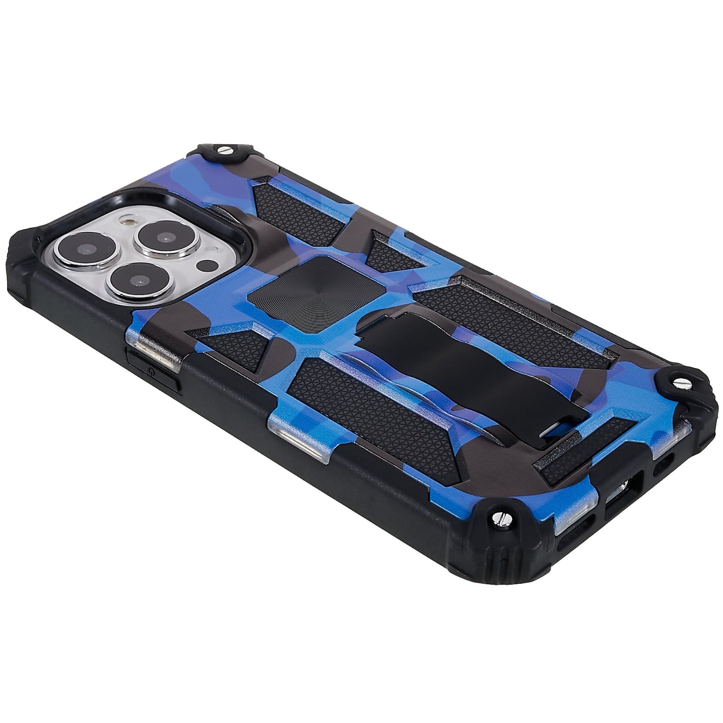 Camouflage Pattern Drop-resistant Phone Case Cover with Kickstand Magnetic Sheet for iPhone 13 Pro Max 6.7 inch