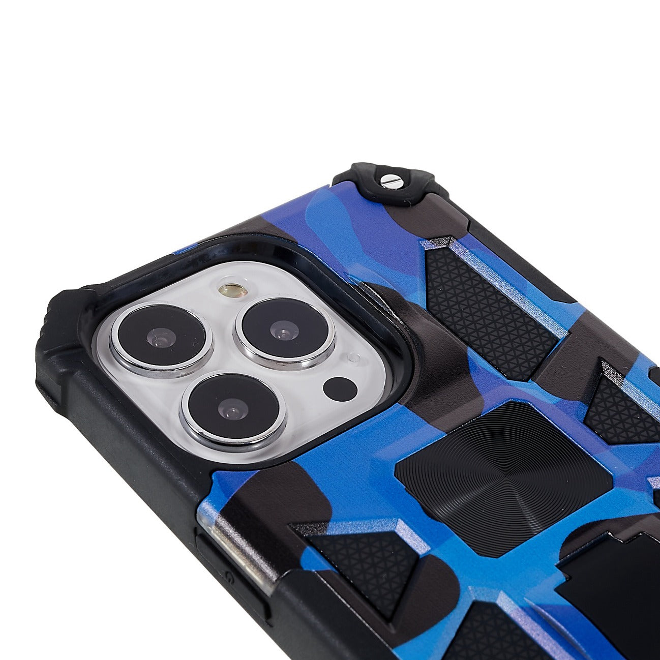 Camouflage Pattern Drop-resistant Phone Case Cover with Kickstand Magnetic Sheet for iPhone 13 Pro Max 6.7 inch