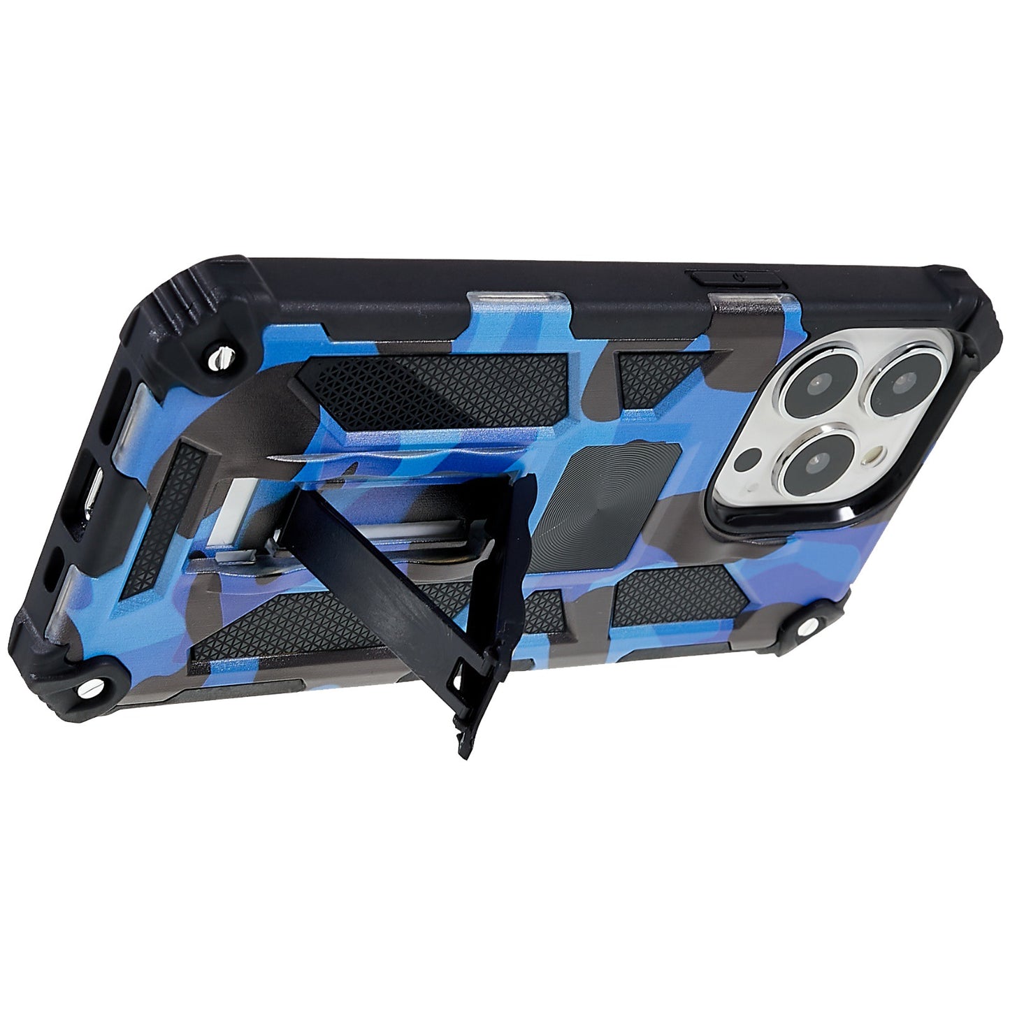 Camouflage Pattern Drop-resistant Phone Case Cover with Kickstand Magnetic Sheet for iPhone 13 Pro Max 6.7 inch